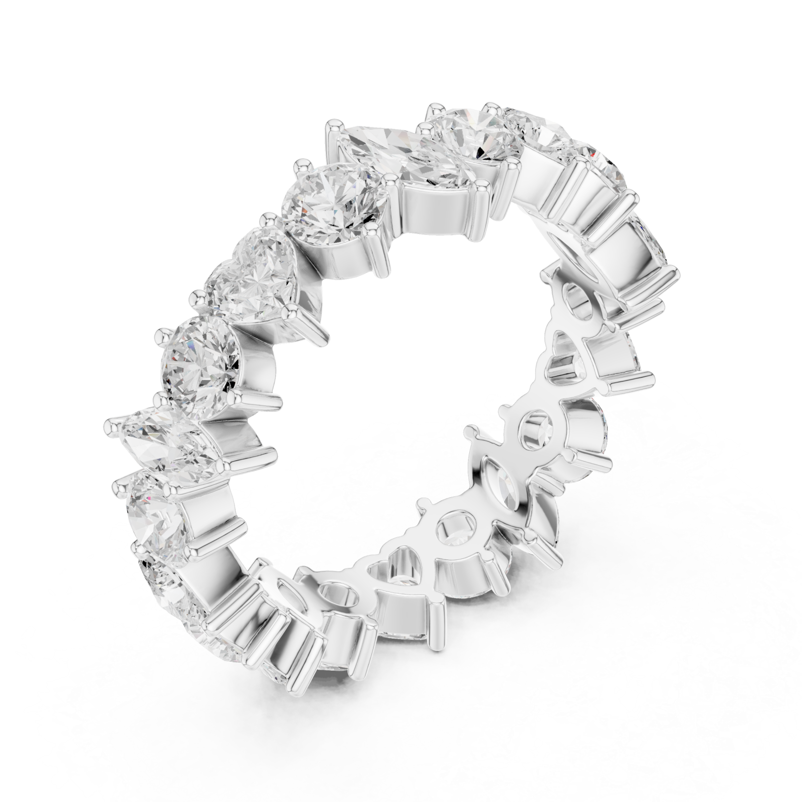 White Gold Radiant Crown Embrace Eternity Band Ring Right View