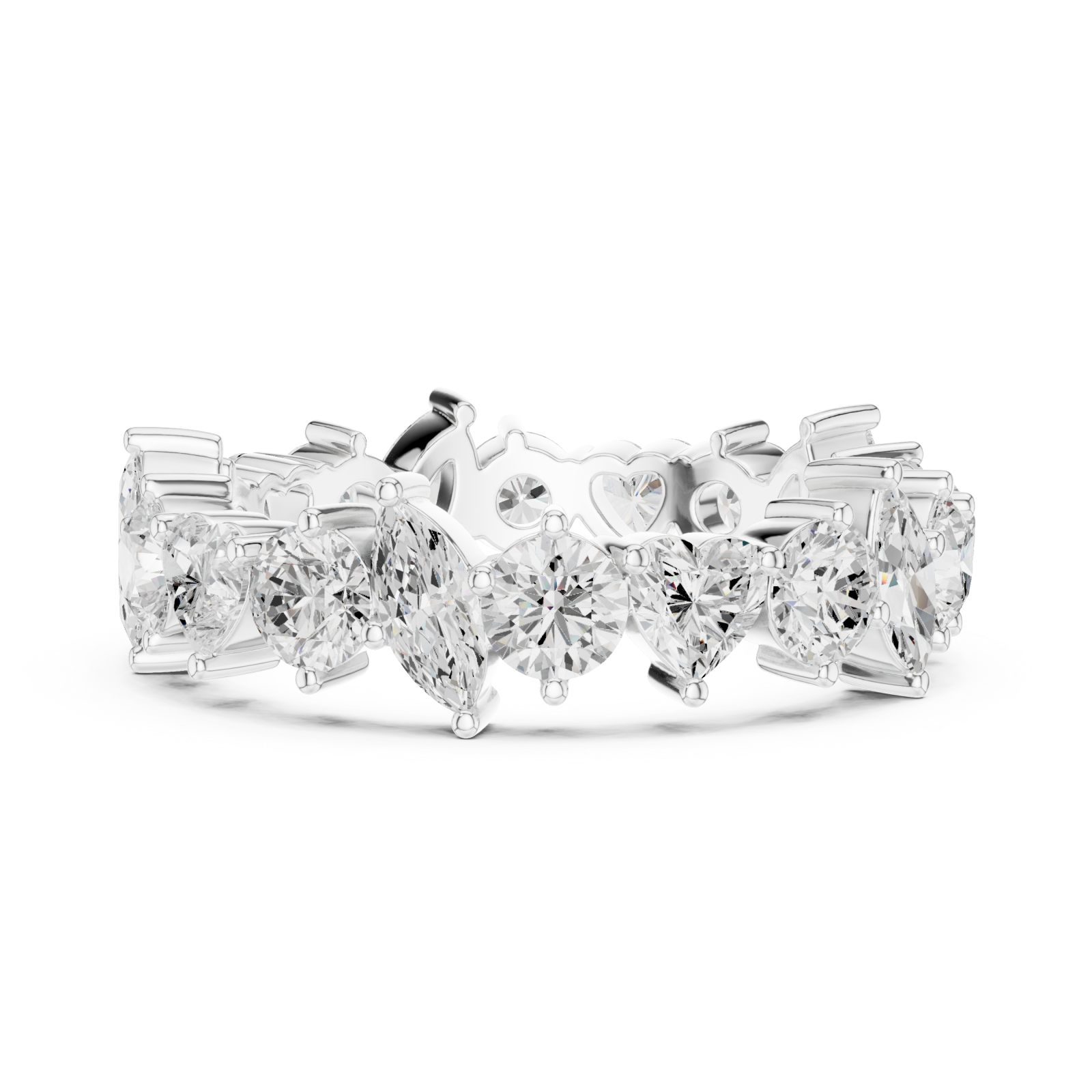  White Gold Radiant Crown Embrace Eternity Band Ring Side View