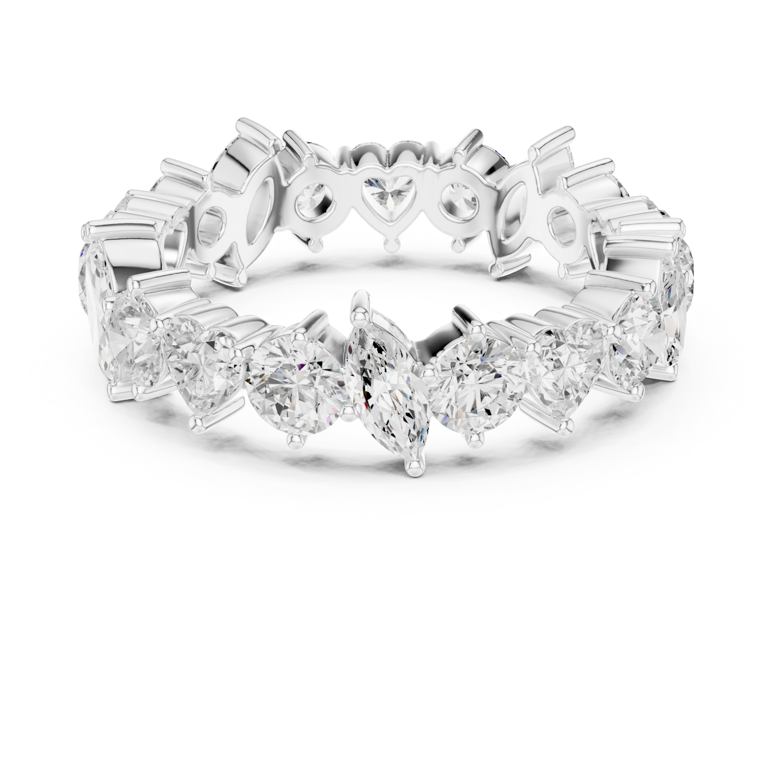  White Gold Radiant Crown Embrace Eternity Band Ring Front View