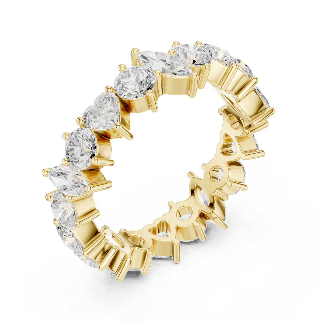 Gold Radiant Crown Embrace Eternity Band Ring Right View