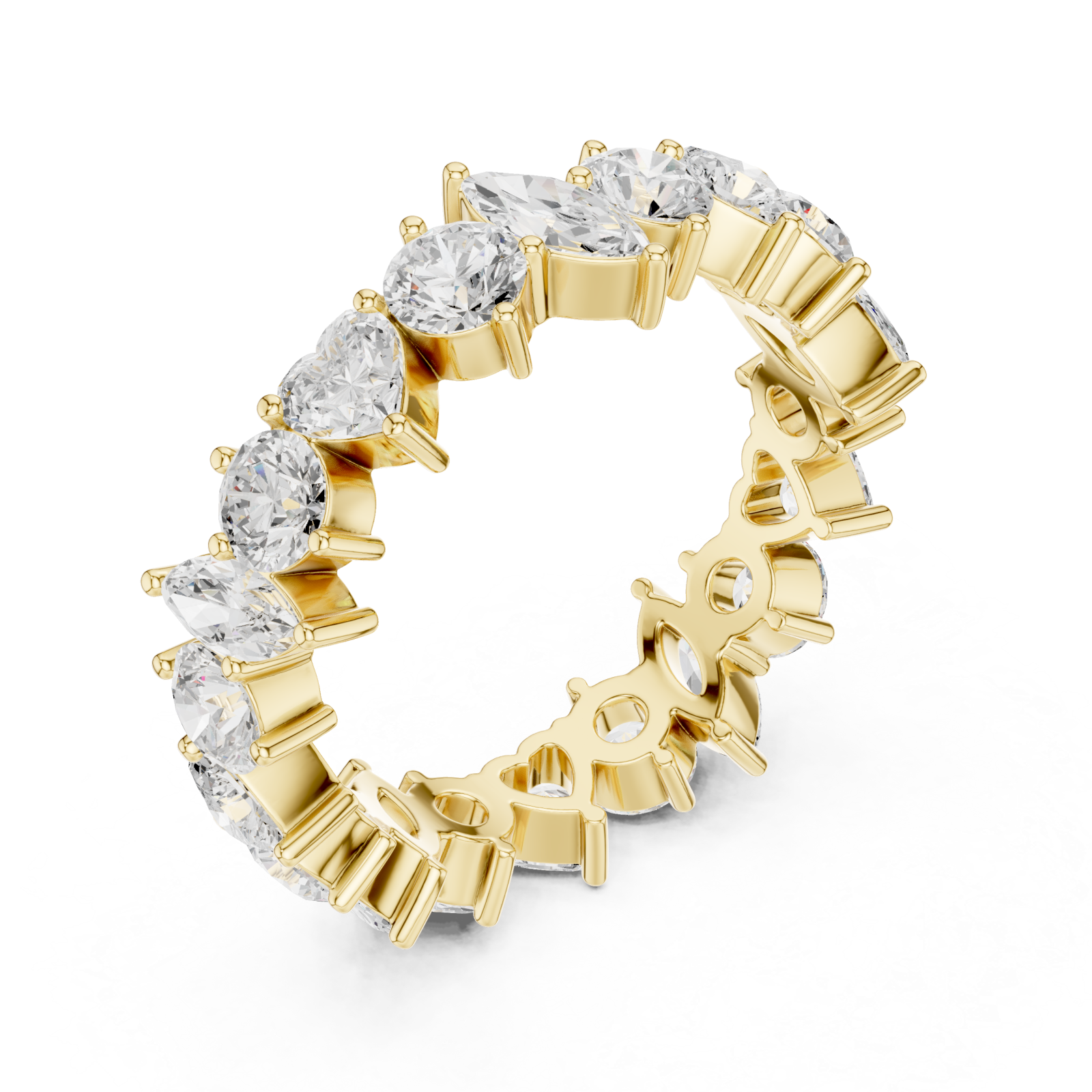 Gold Radiant Crown Embrace Eternity Band Ring Right View