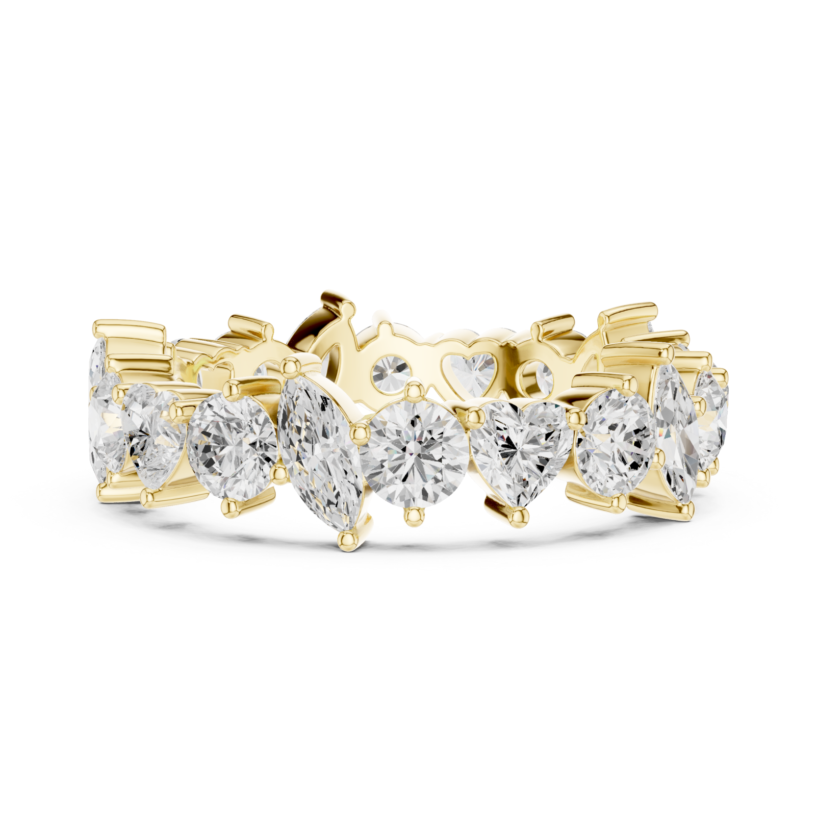  Gold Radiant Crown Embrace Eternity Band Ring Side View