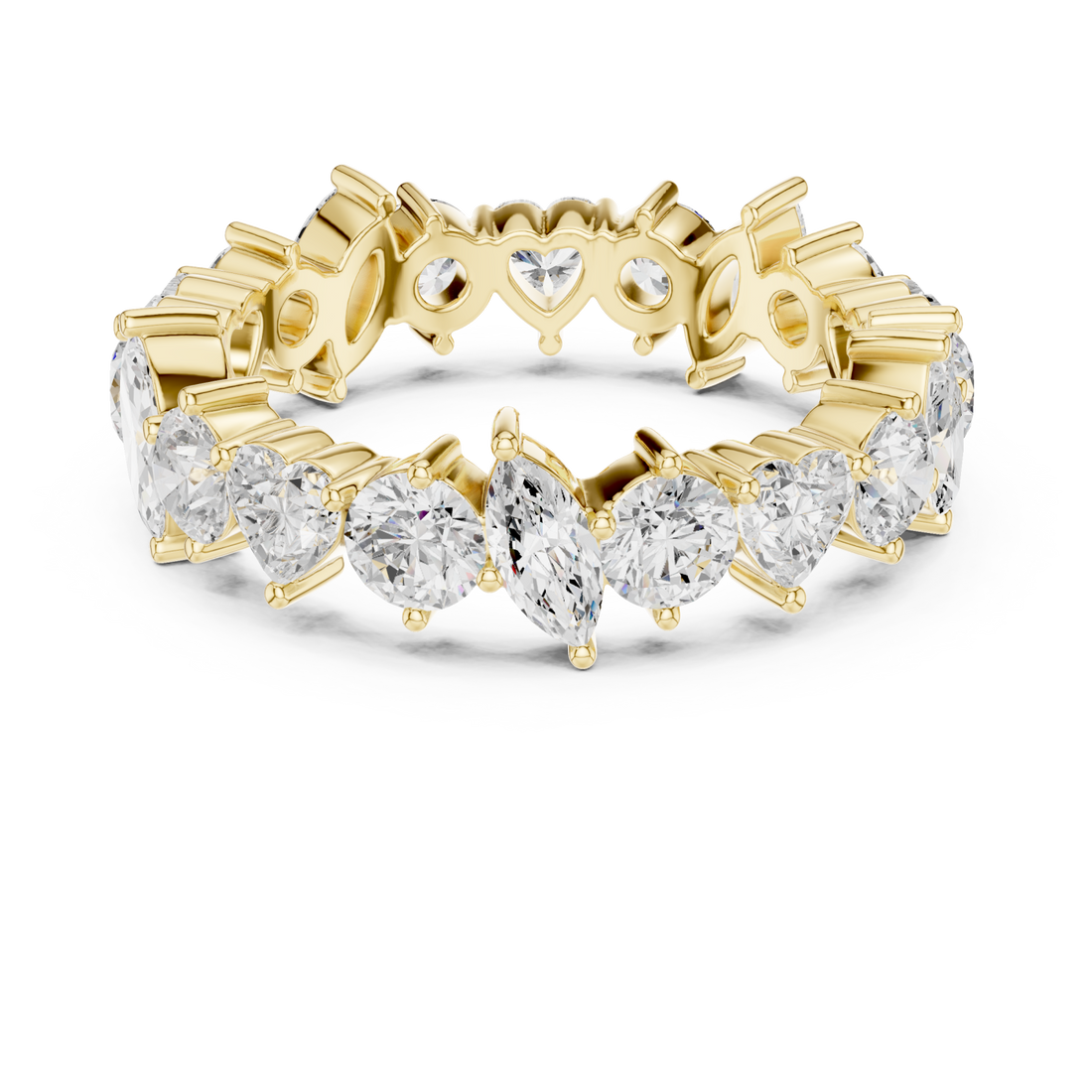 Gold Radiant Crown Embrace Eternity Band Ring Right View