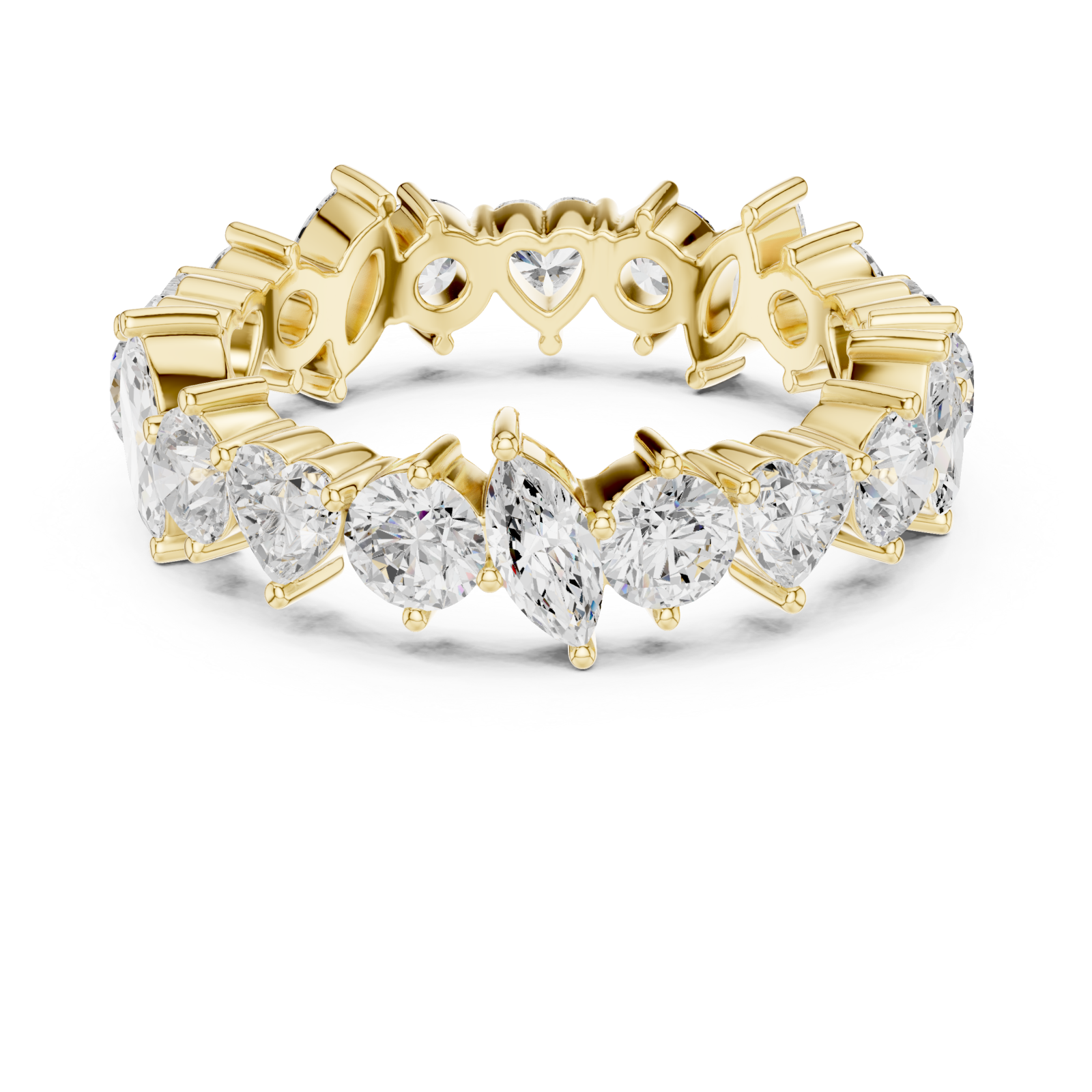 Gold Radiant Crown Embrace Eternity Band Ring Front View