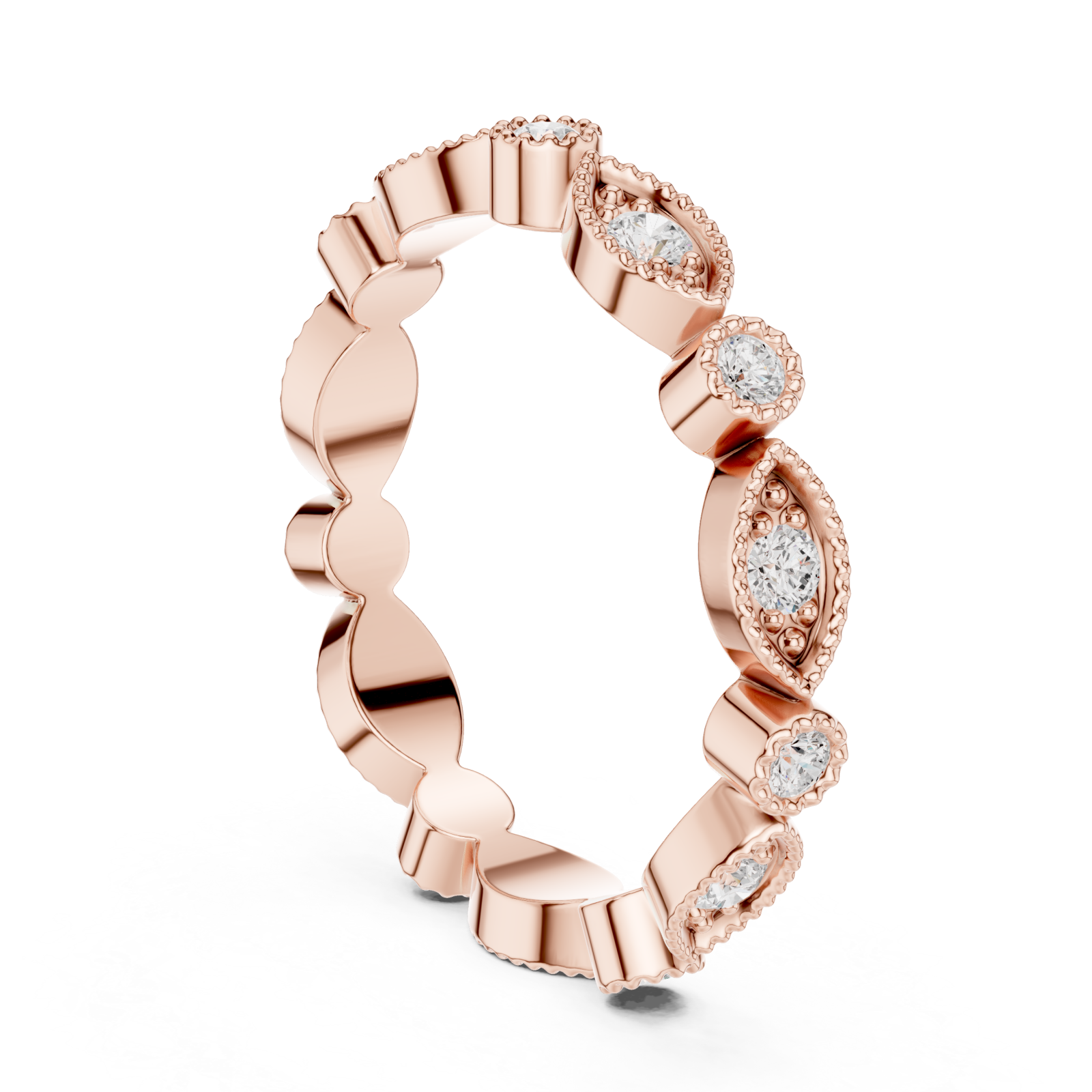  Rose Gold Golden Petal Reflection Ring Left View