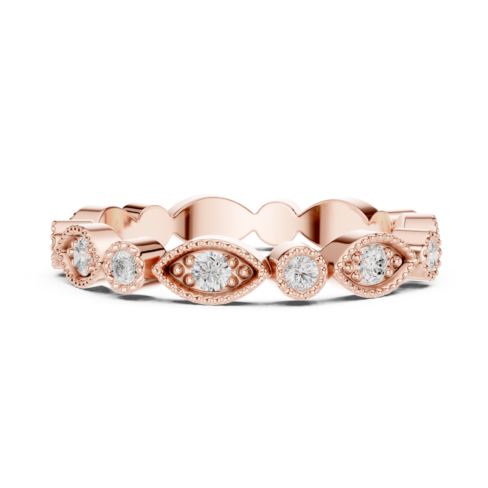  Rose Gold Golden Petal Reflection Ring Side View