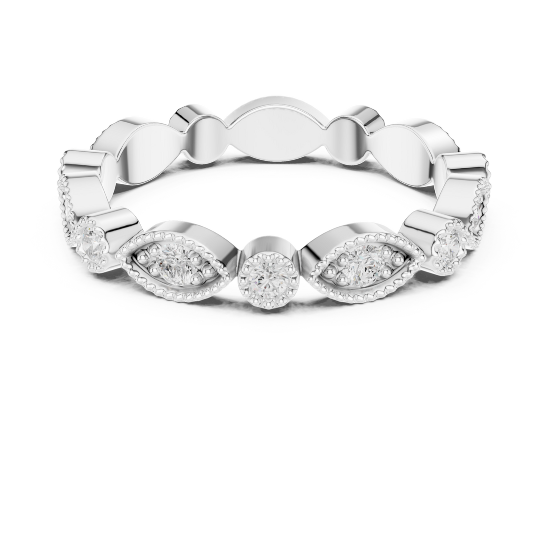  White Gold Golden Petal Reflection Ring Right View
