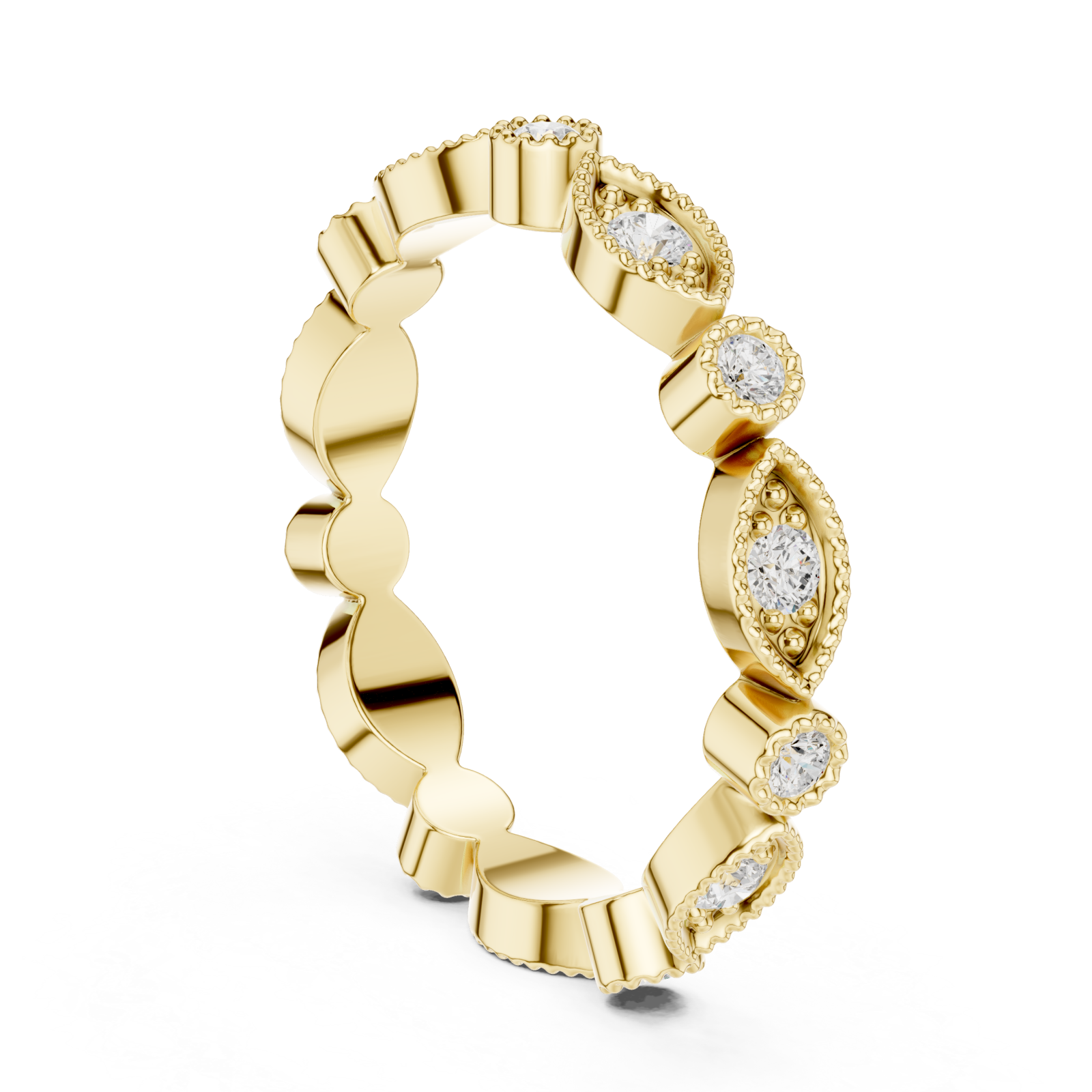  Gold Golden Petal Reflection Ring Left View