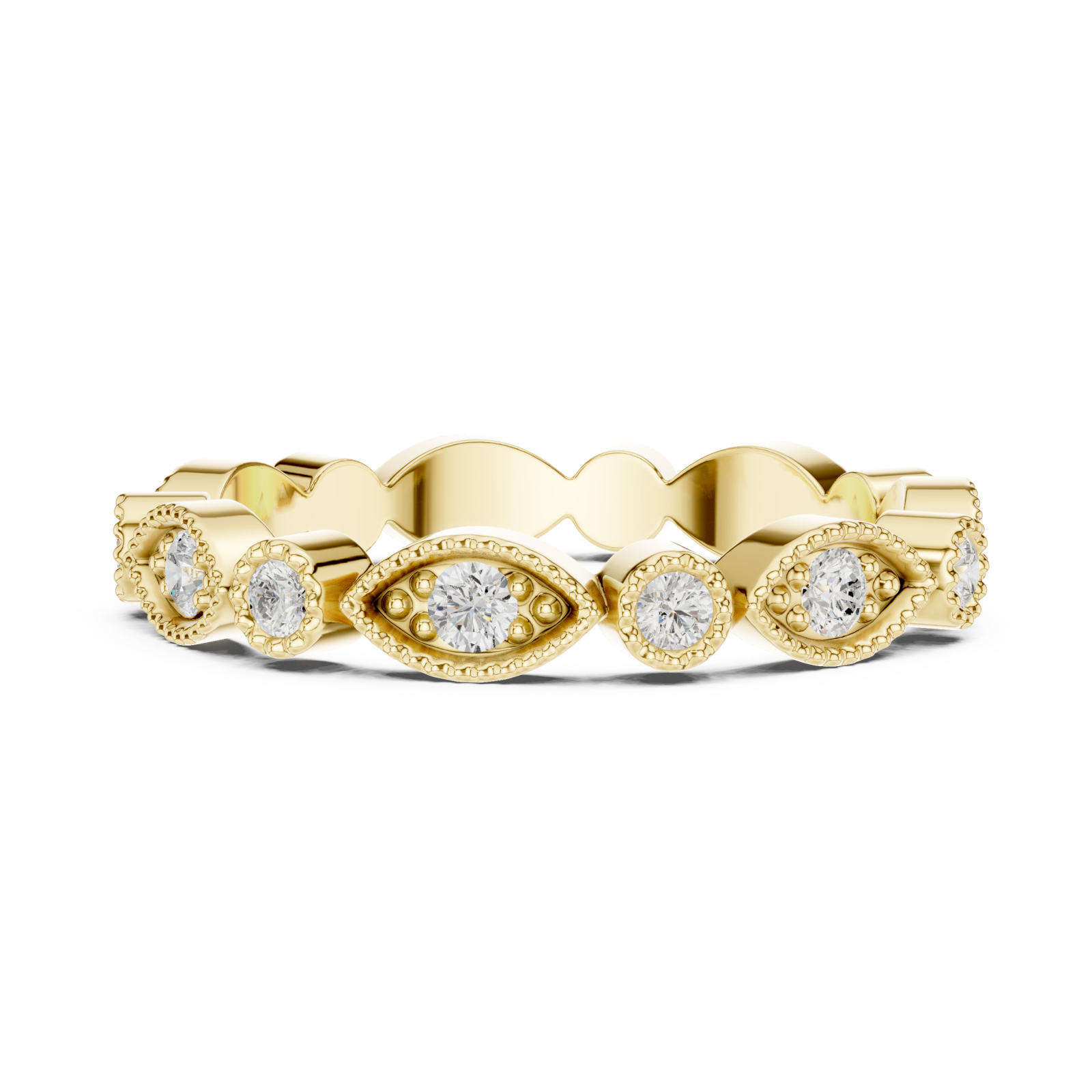  Gold Golden Petal Reflection Ring Side View