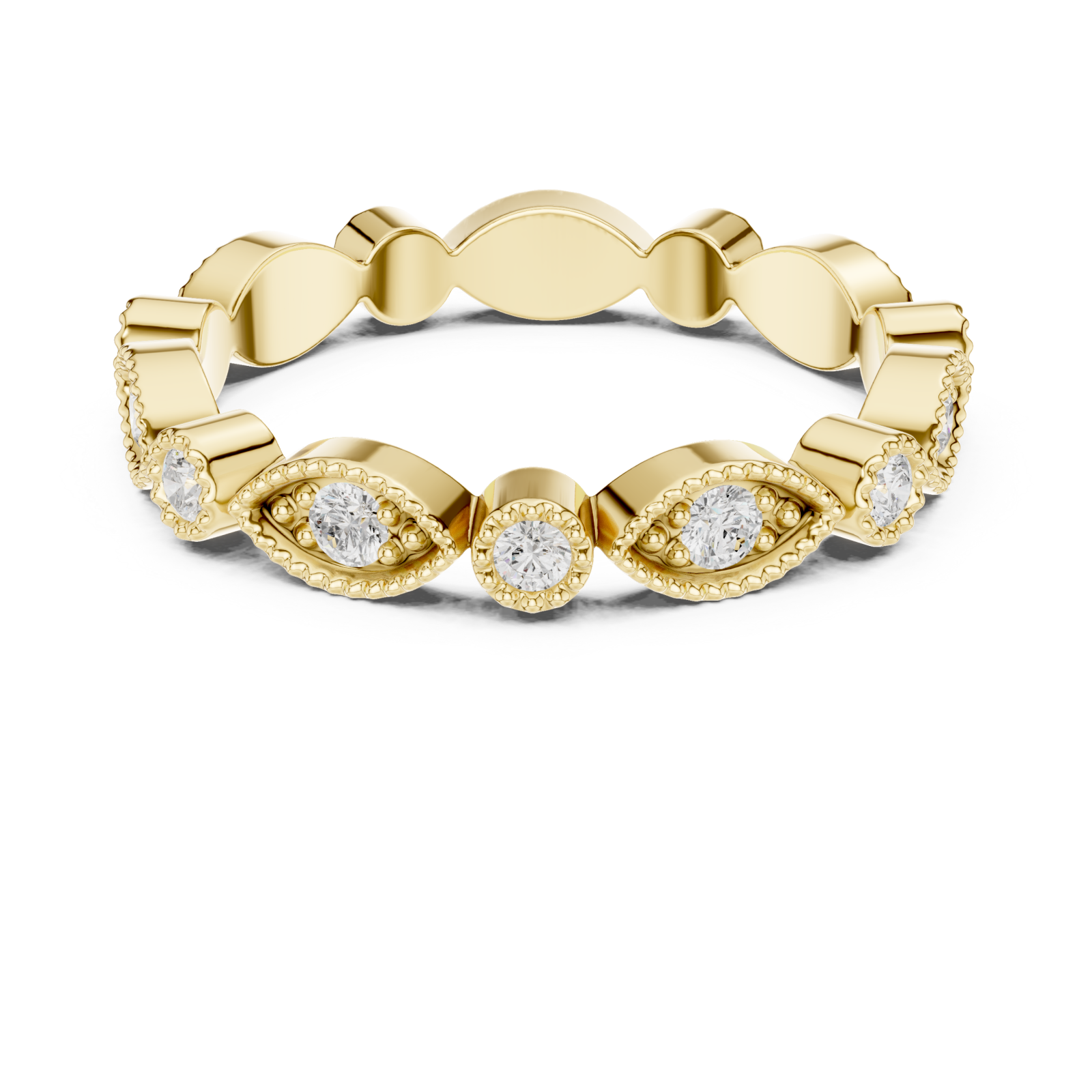  Gold Golden Petal Reflection Ring Front View