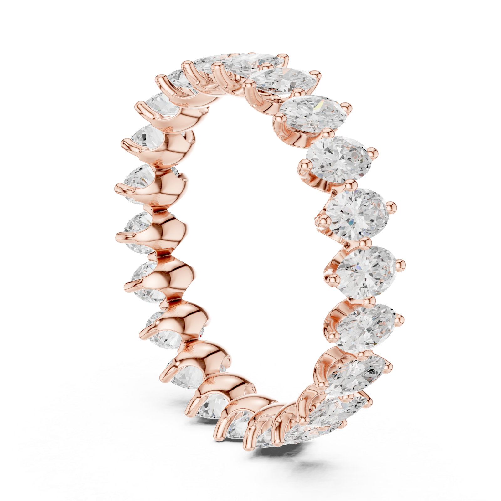  Rose Gold Radiant Crest Prong Set Ring Left View