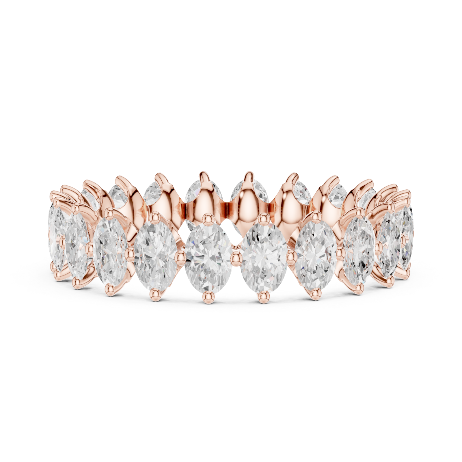  Rose Gold Radiant Crest Prong Set Ring Side View