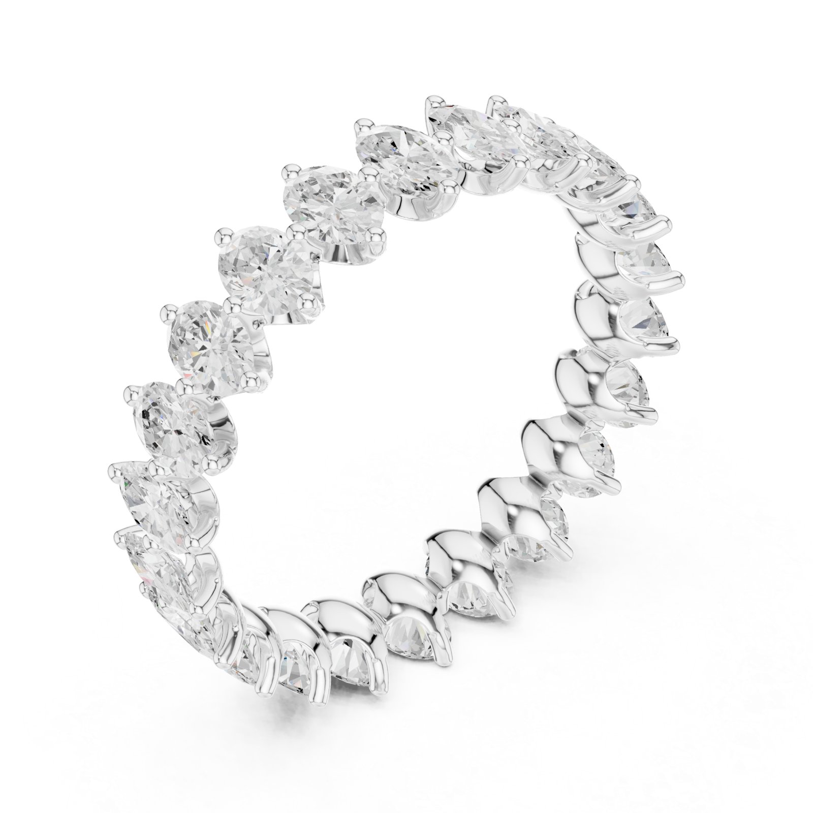  White Gold Radiant Crest Prong Set Ring Right View