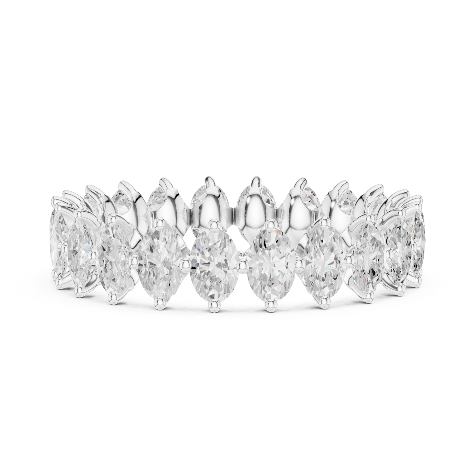  White Gold Radiant Crest Prong Set Ring Side View