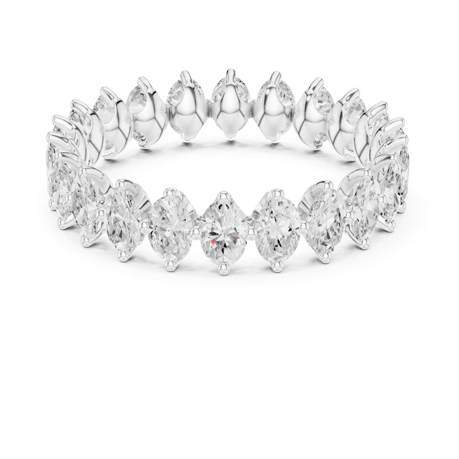  White Gold Radiant Crest Prong Set Ring Front View