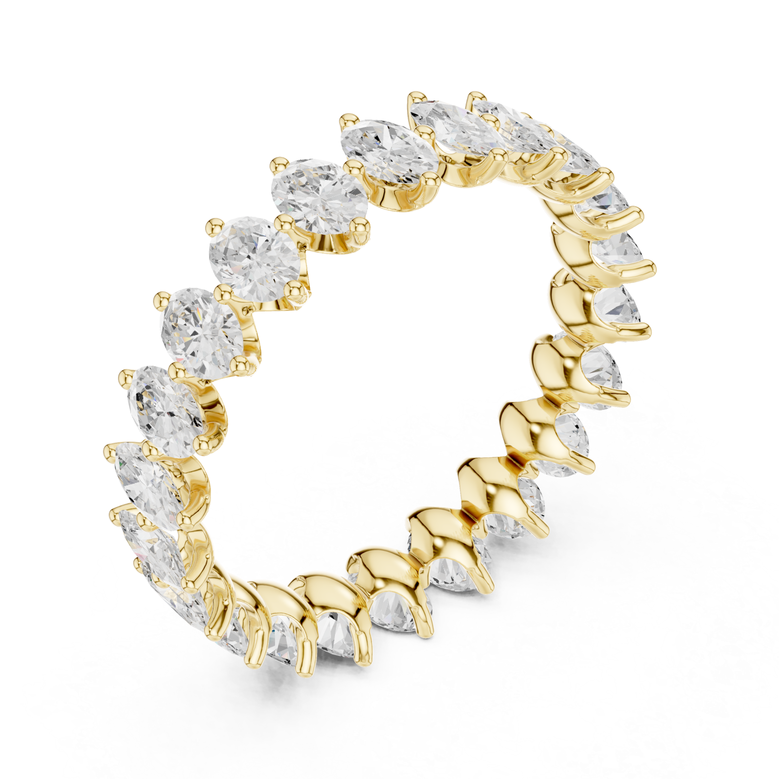 Gold Radiant Crest Prong Set Ring Right View