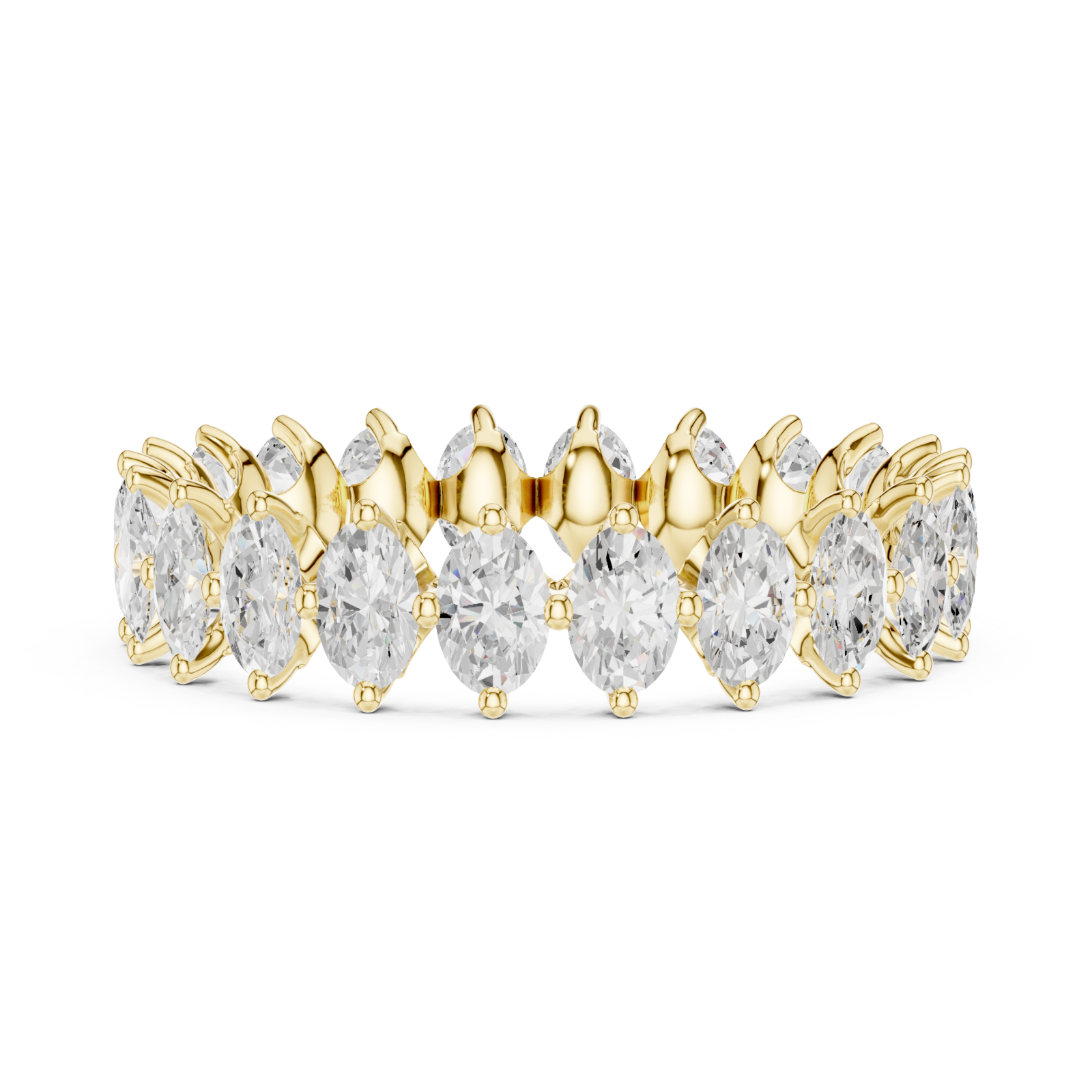  Gold Radiant Crest Prong Set Ring Side View