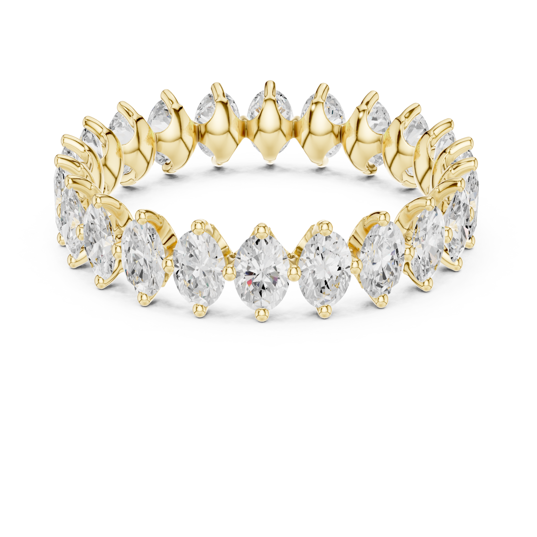 Gold Radiant Crest Prong Set Ring Right View