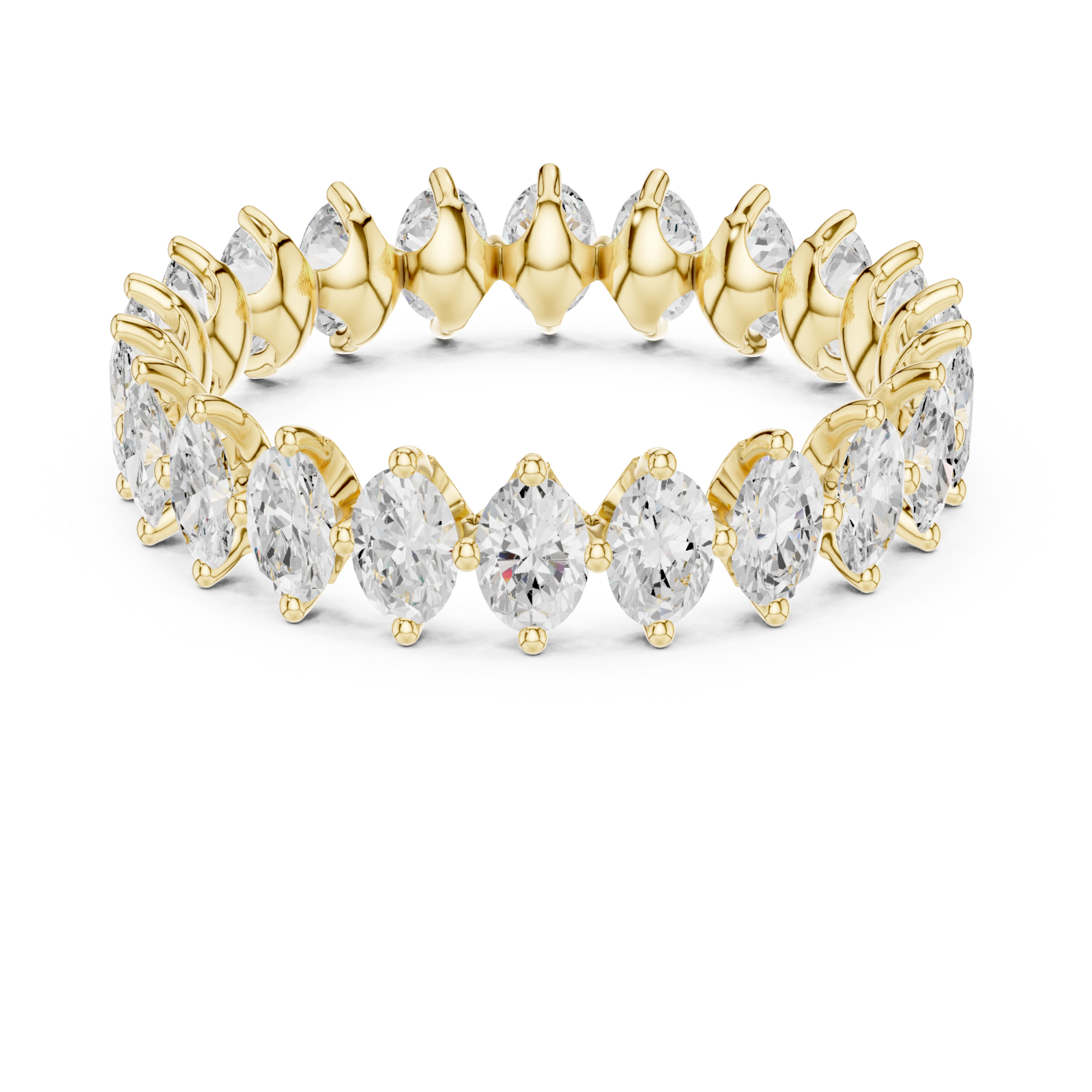  Gold Radiant Crest Prong Set Ring Front View