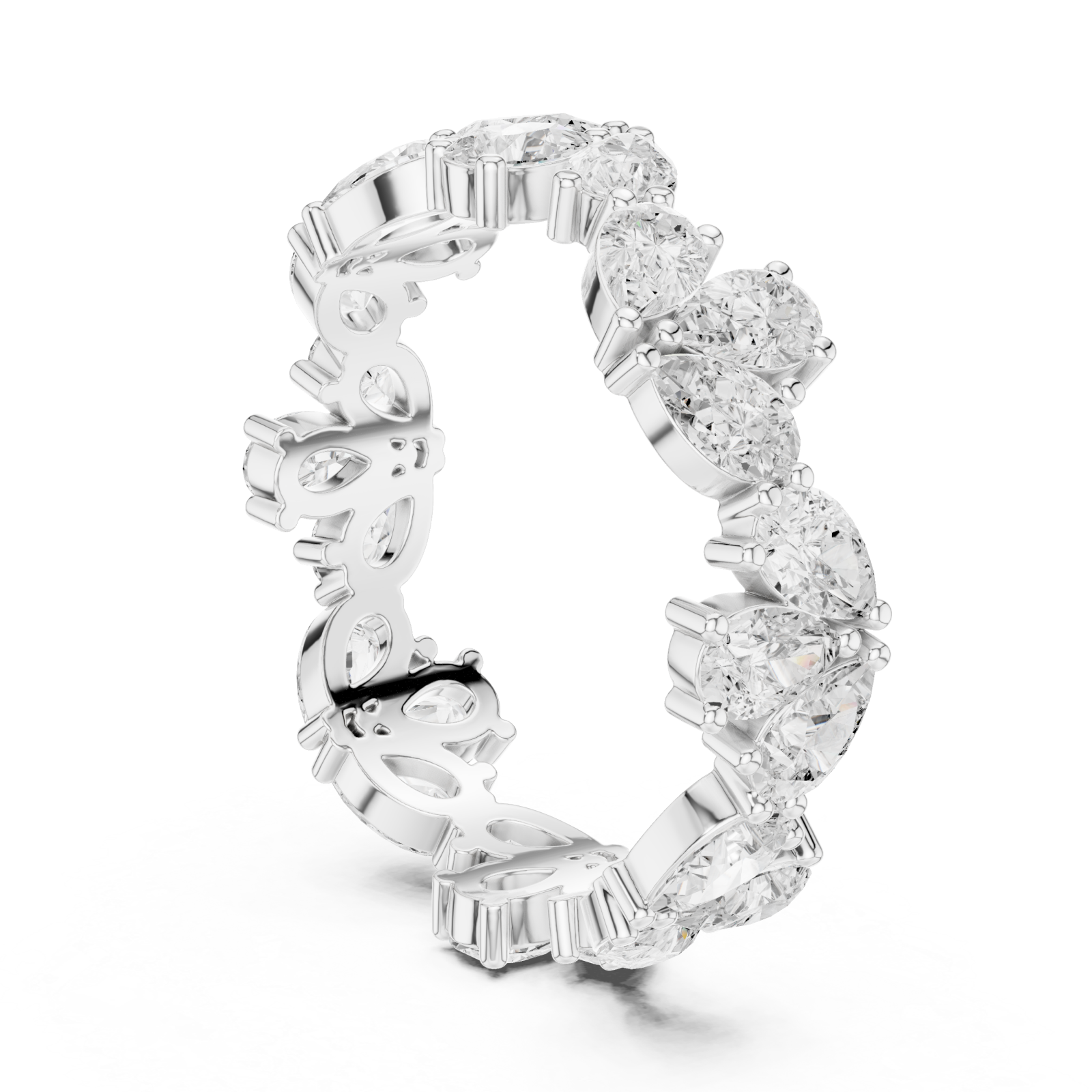  White Gold Celestial Grace Eternity Bloom Ring Left View