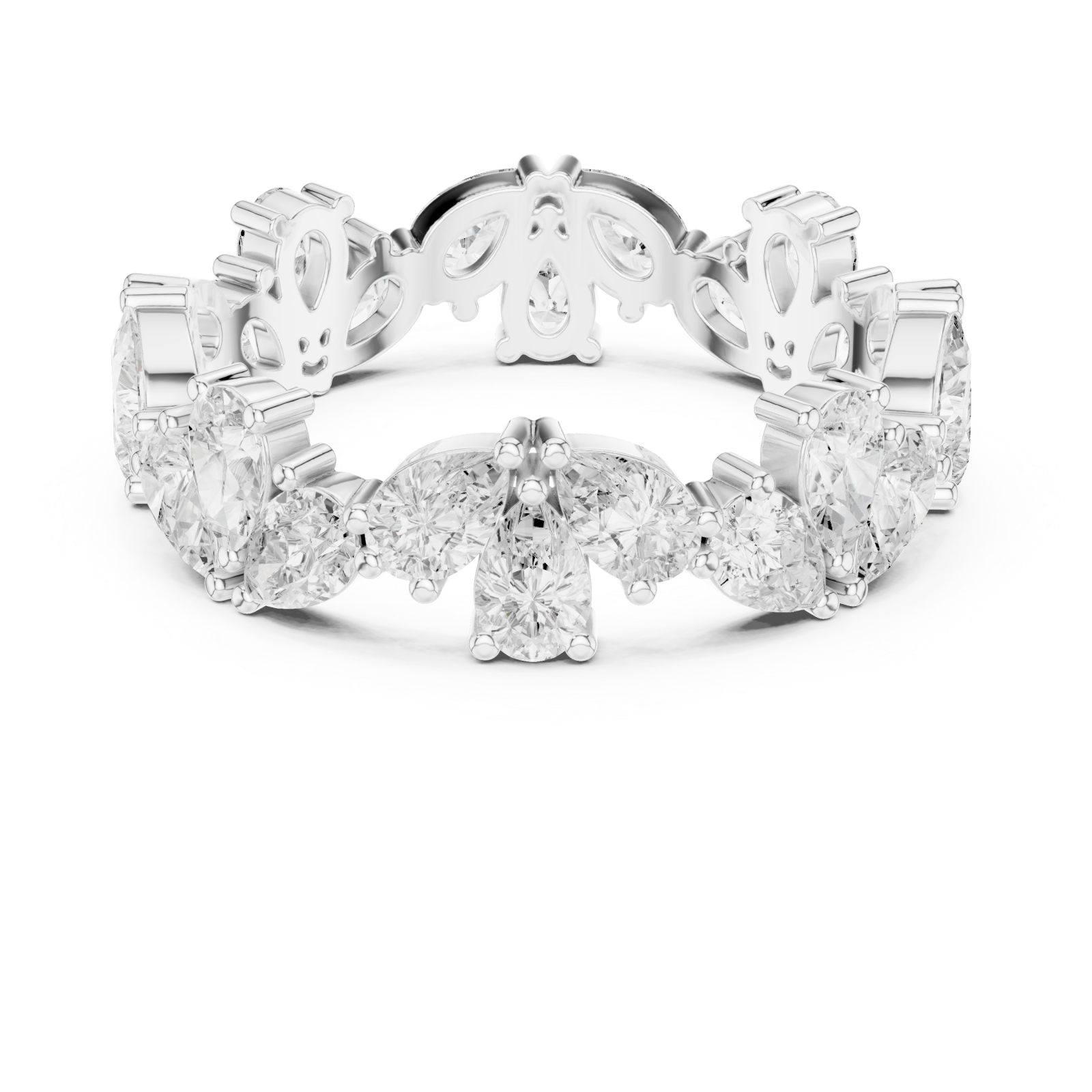  White Gold Celestial Grace Eternity Bloom Ring Front View