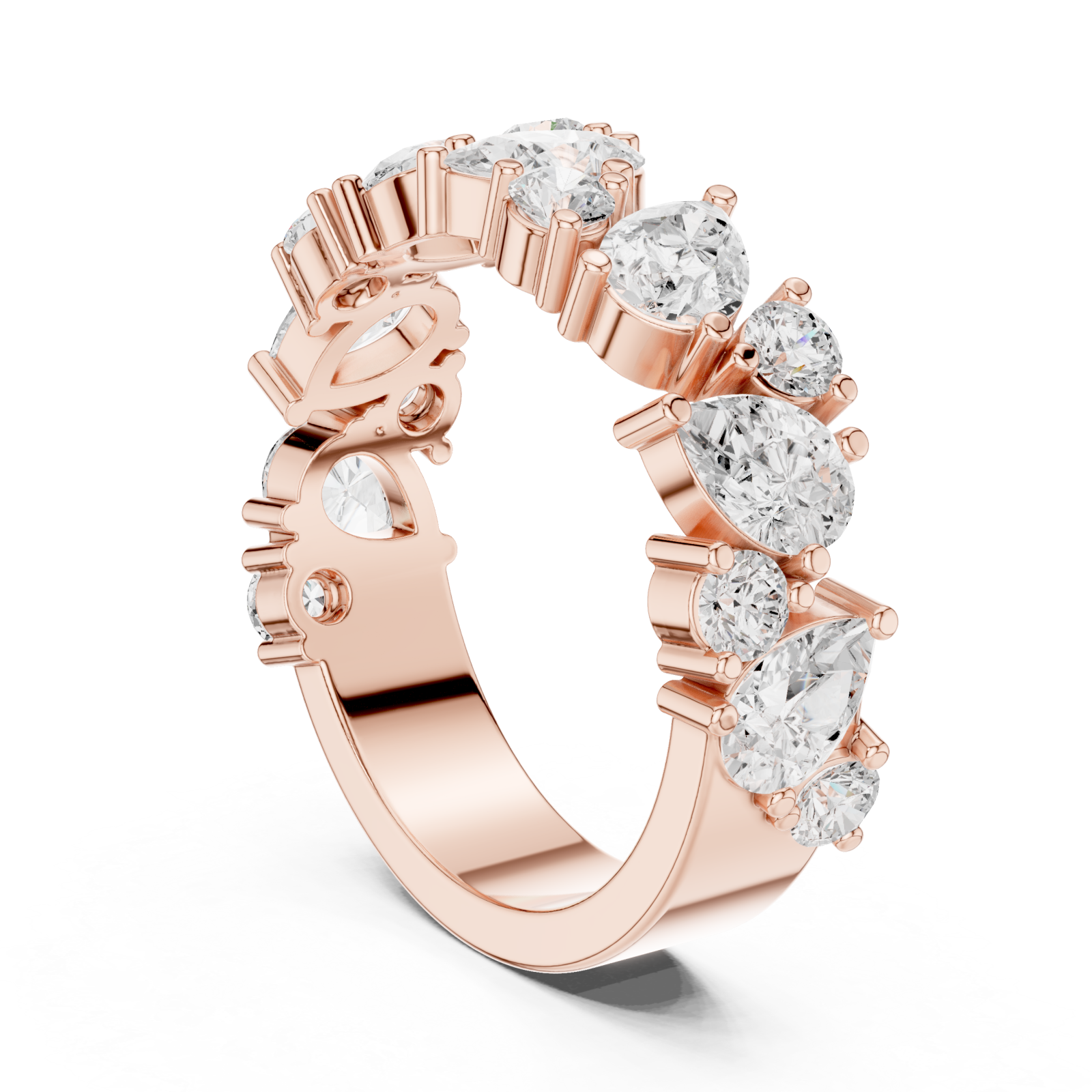  Rose Gold Grand Opera Cluster Ring Left View