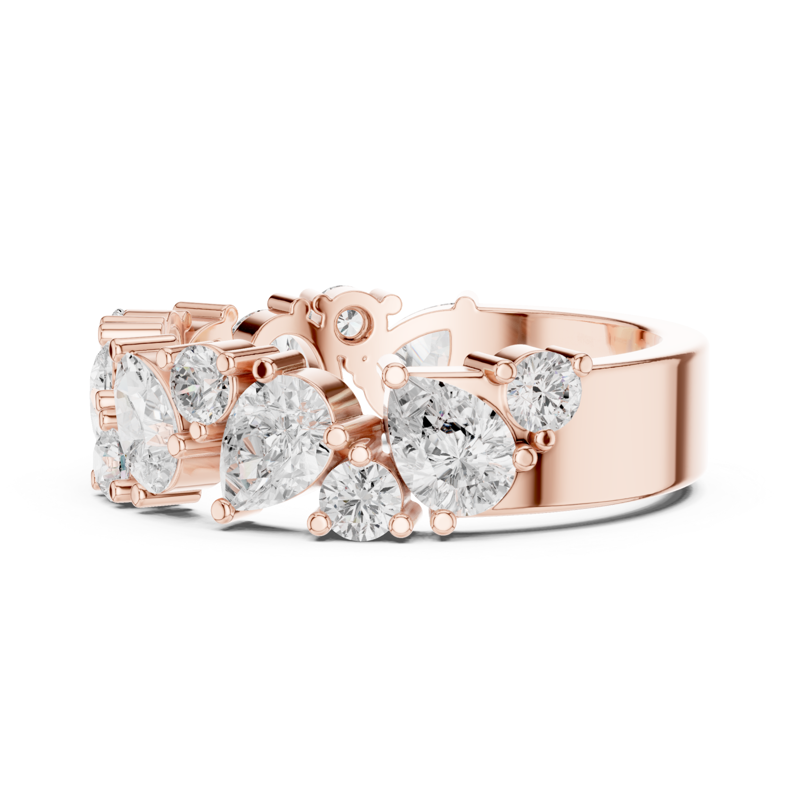  Rose Gold Grand Opera Cluster Ring Side View