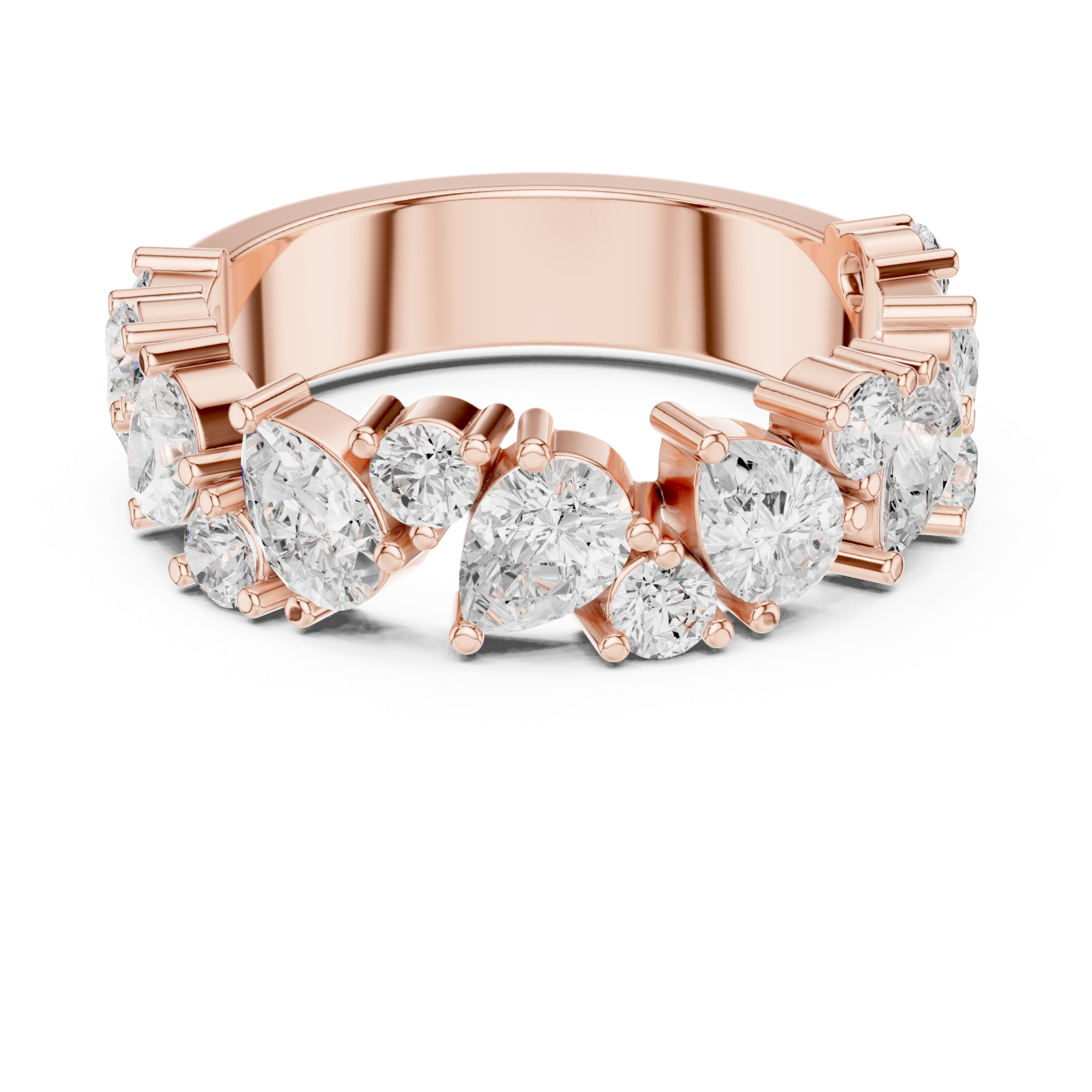  Rose Gold Grand Opera Cluster Ring Front View