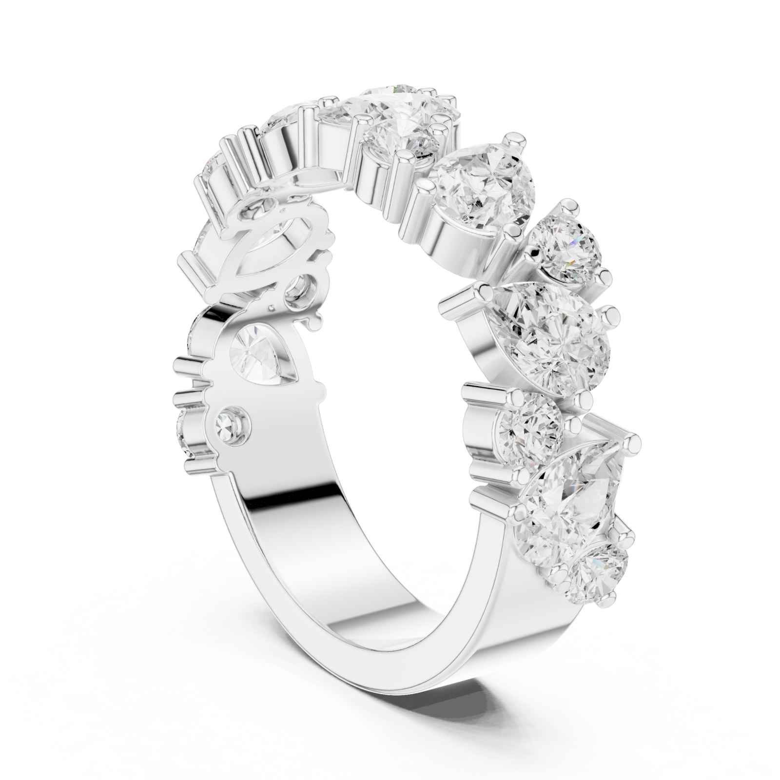  White Gold Grand Opera Cluster Ring Left View