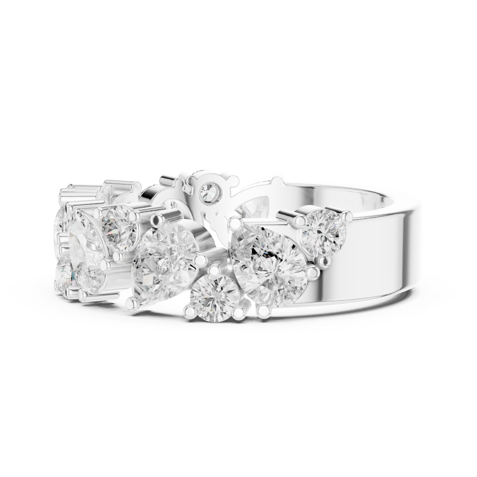  White Gold Grand Opera Cluster Ring Side View