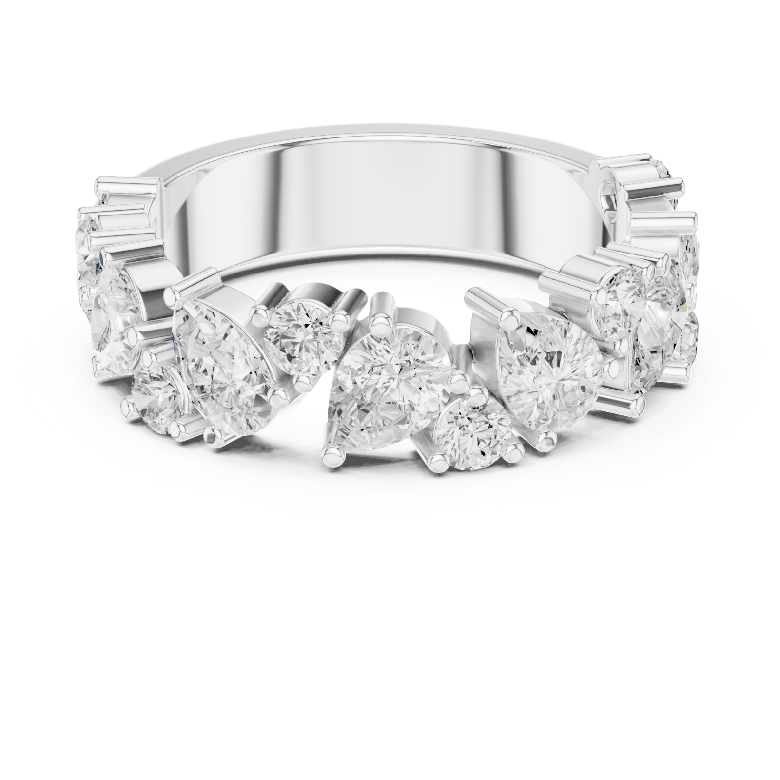  White Gold Grand Opera Cluster Ring Front View