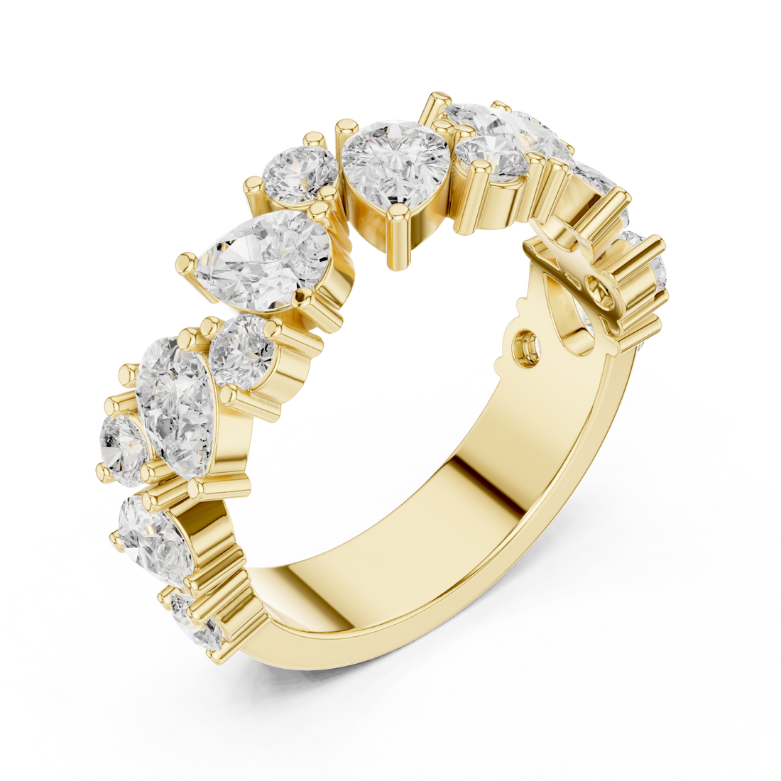 Gold Grand Opera Cluster Ring Right View