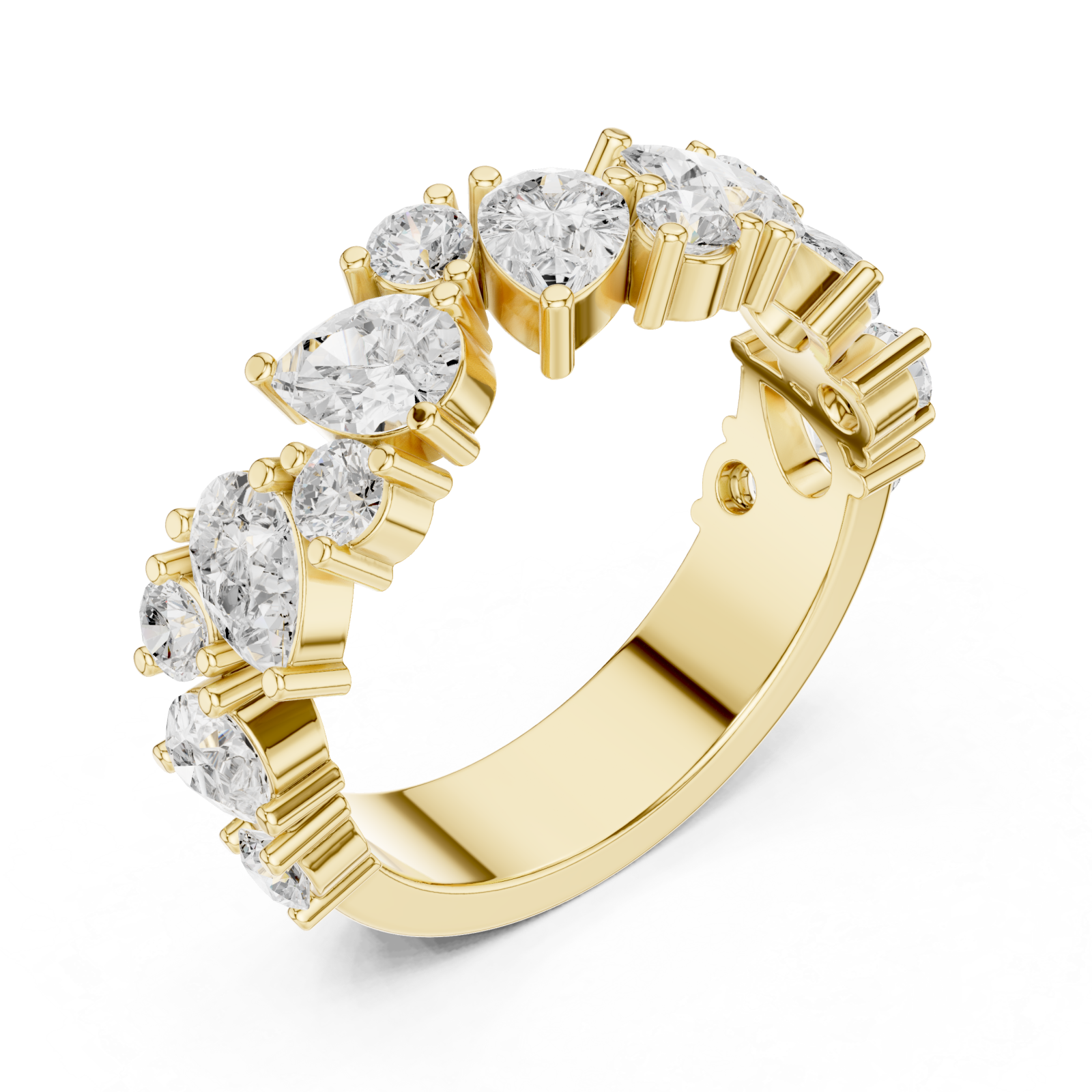Gold Grand Opera Cluster Ring Right View