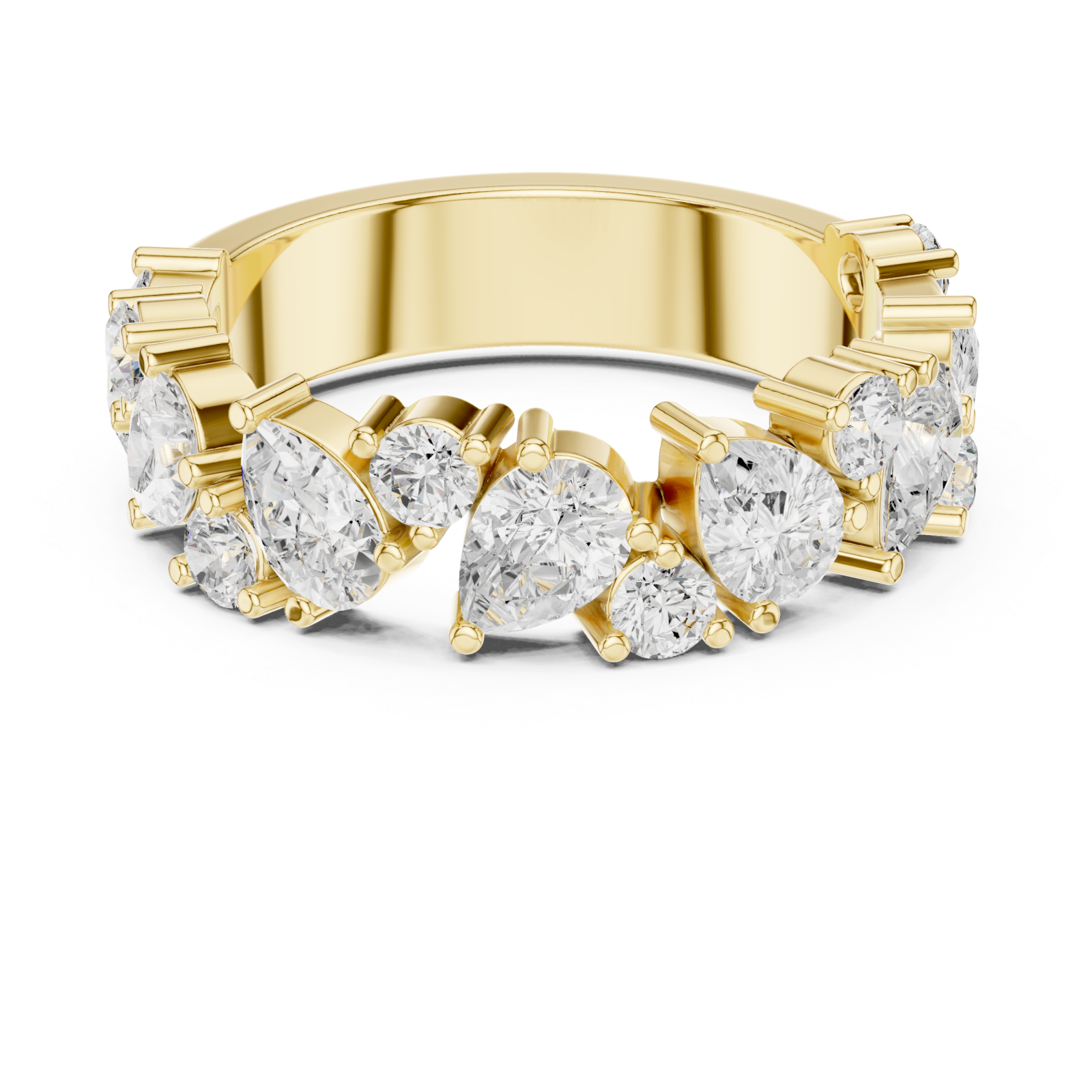  Gold Grand Opera Cluster Ring Front View