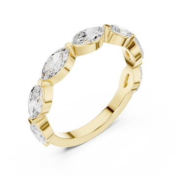 Gold Radiant Marquise Row Band Ring Right View