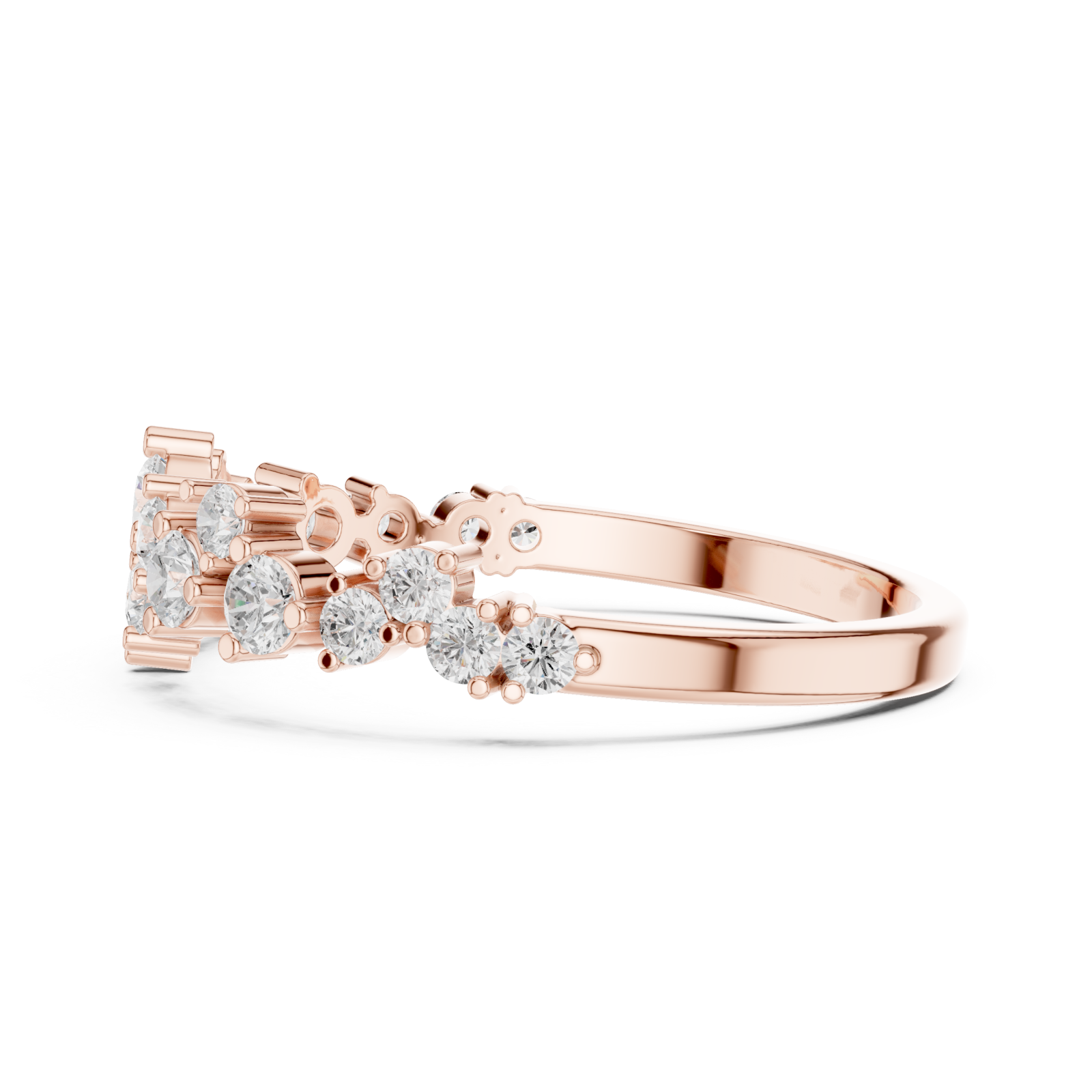  Rose Gold Dazzle Crown Eternity Ring Side View