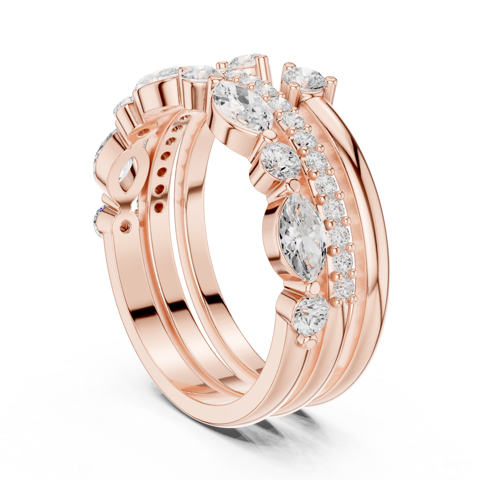  Rose Gold Lustrous Petal Symphony Classic Ring Left View