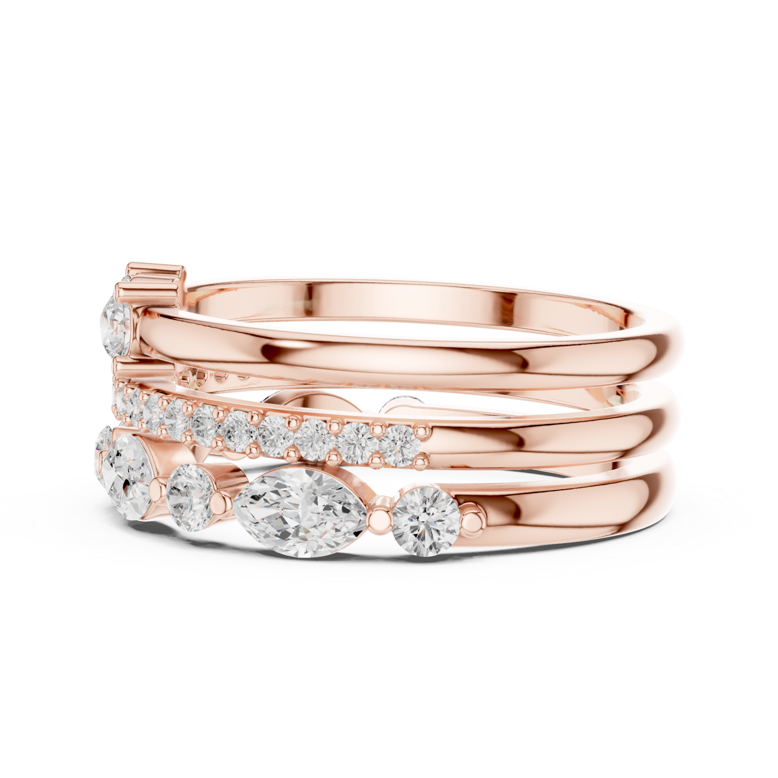  Rose Gold Lustrous Petal Symphony Classic Ring Side View