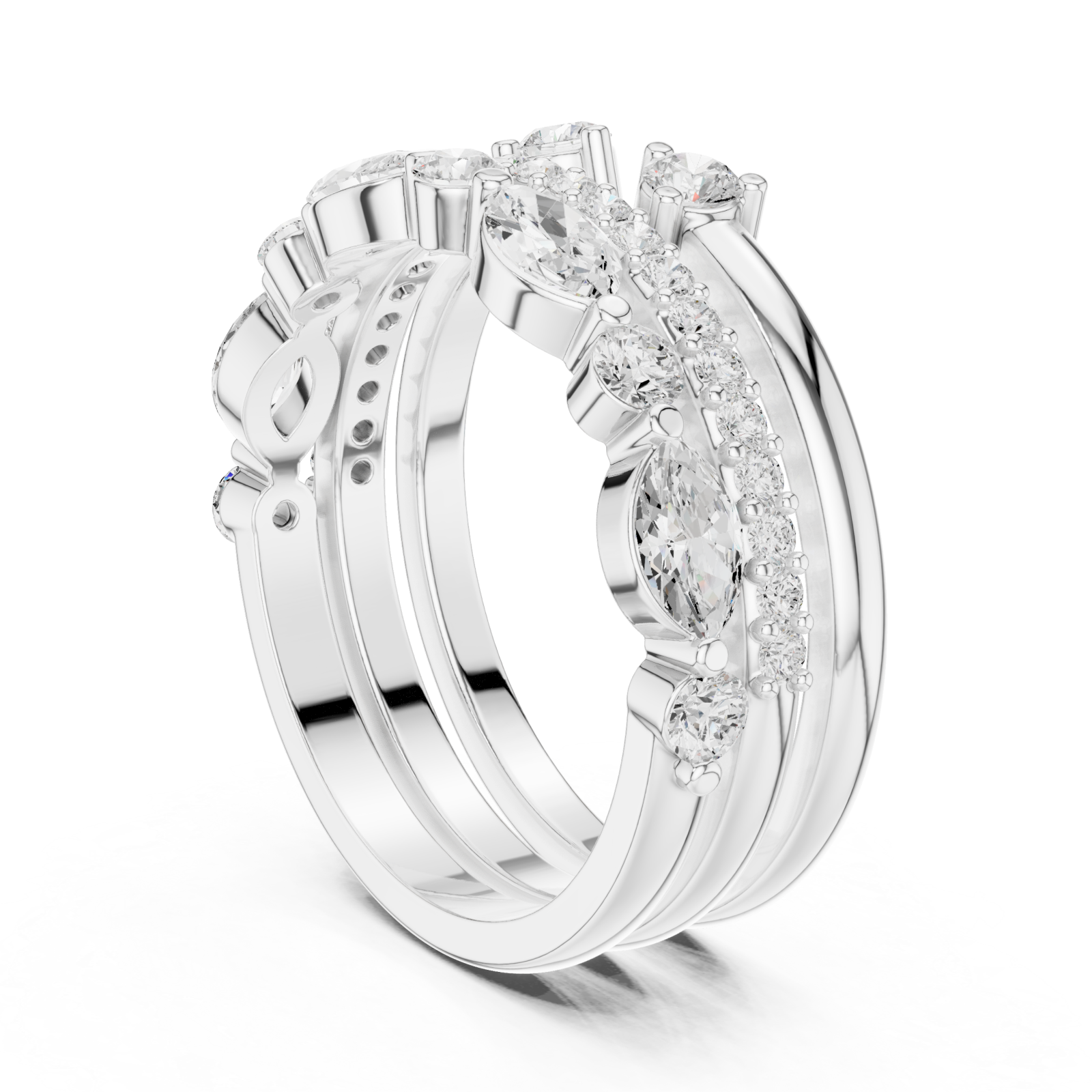  White Gold Lustrous Petal Symphony Classic Ring Left View