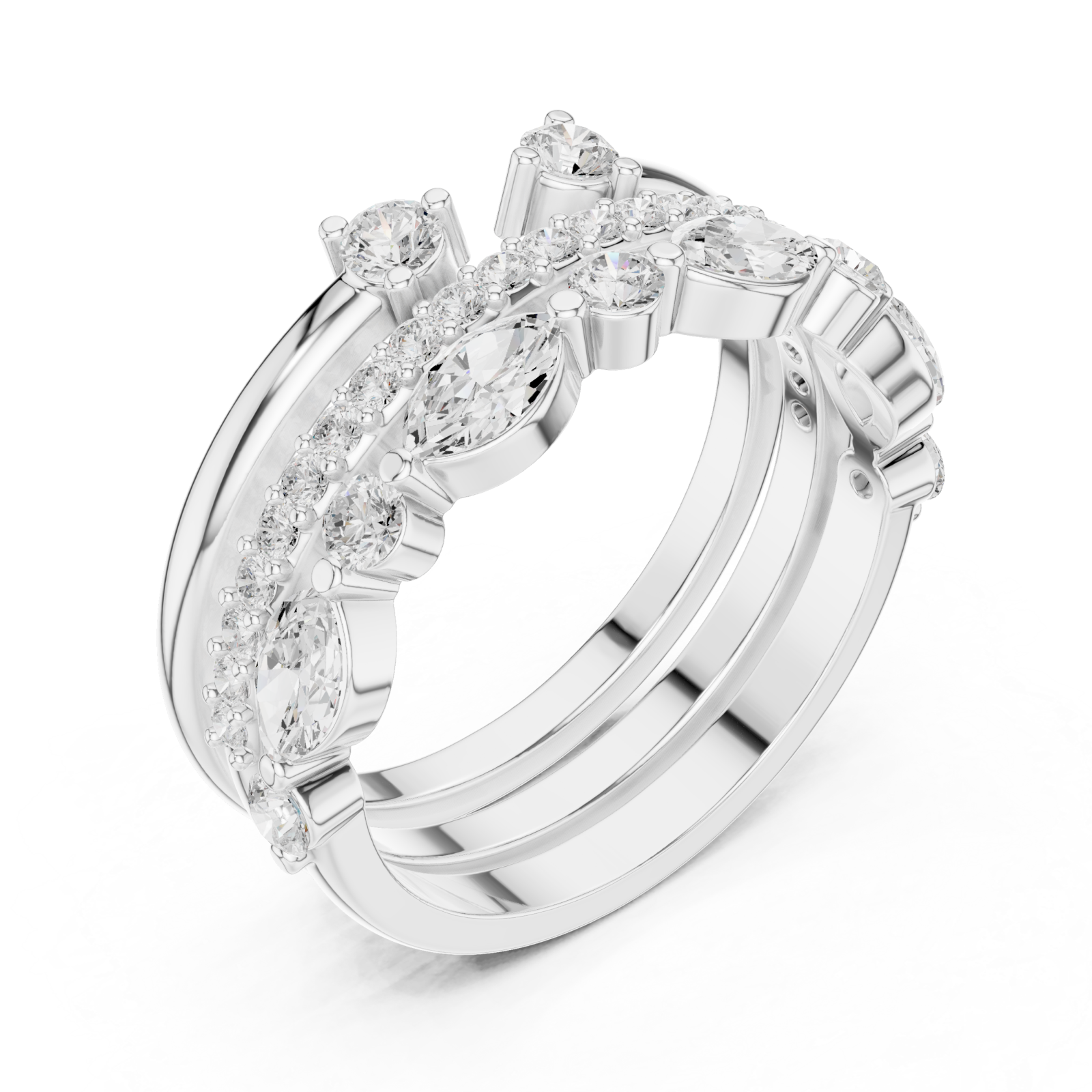  White Gold Lustrous Petal Symphony Classic Ring Right View