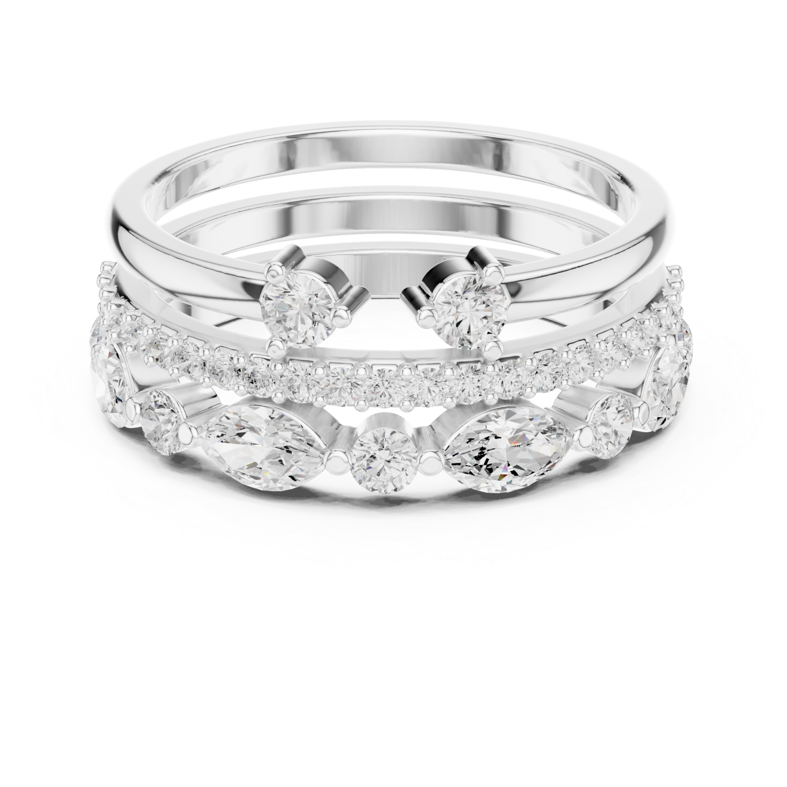  White Gold Lustrous Petal Symphony Classic Ring Front View