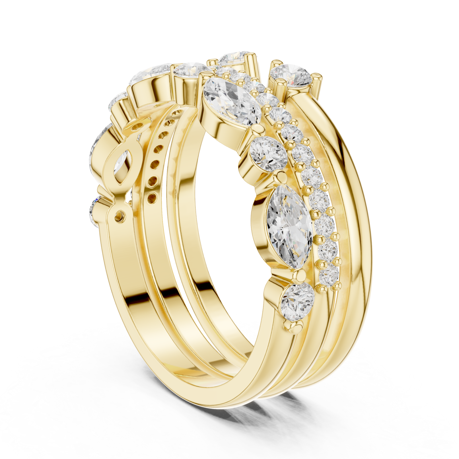  Gold Lustrous Petal Symphony Classic Ring Left View
