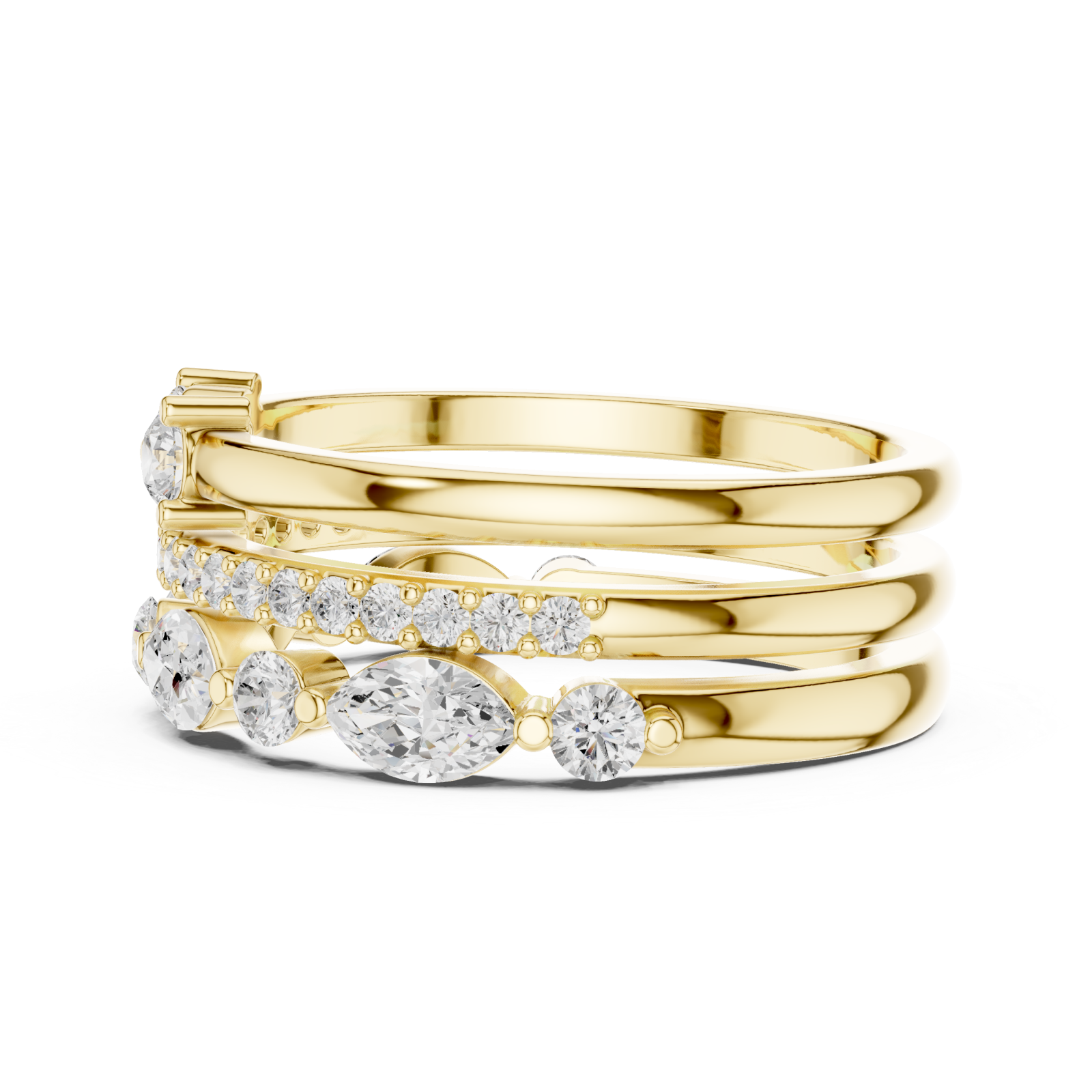  Gold Lustrous Petal Symphony Classic Ring Side View