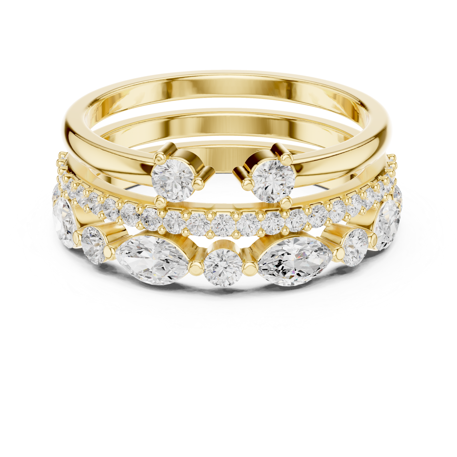  Gold Lustrous Petal Symphony Classic Ring Front View