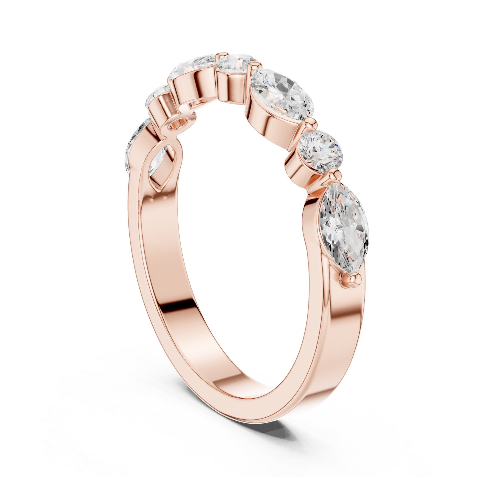  Rose Gold Radiant Flair Marquise Accent Ring Left View