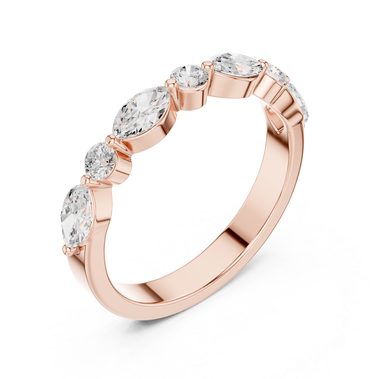  Rose Gold Radiant Flair Marquise Accent Ring Right View
