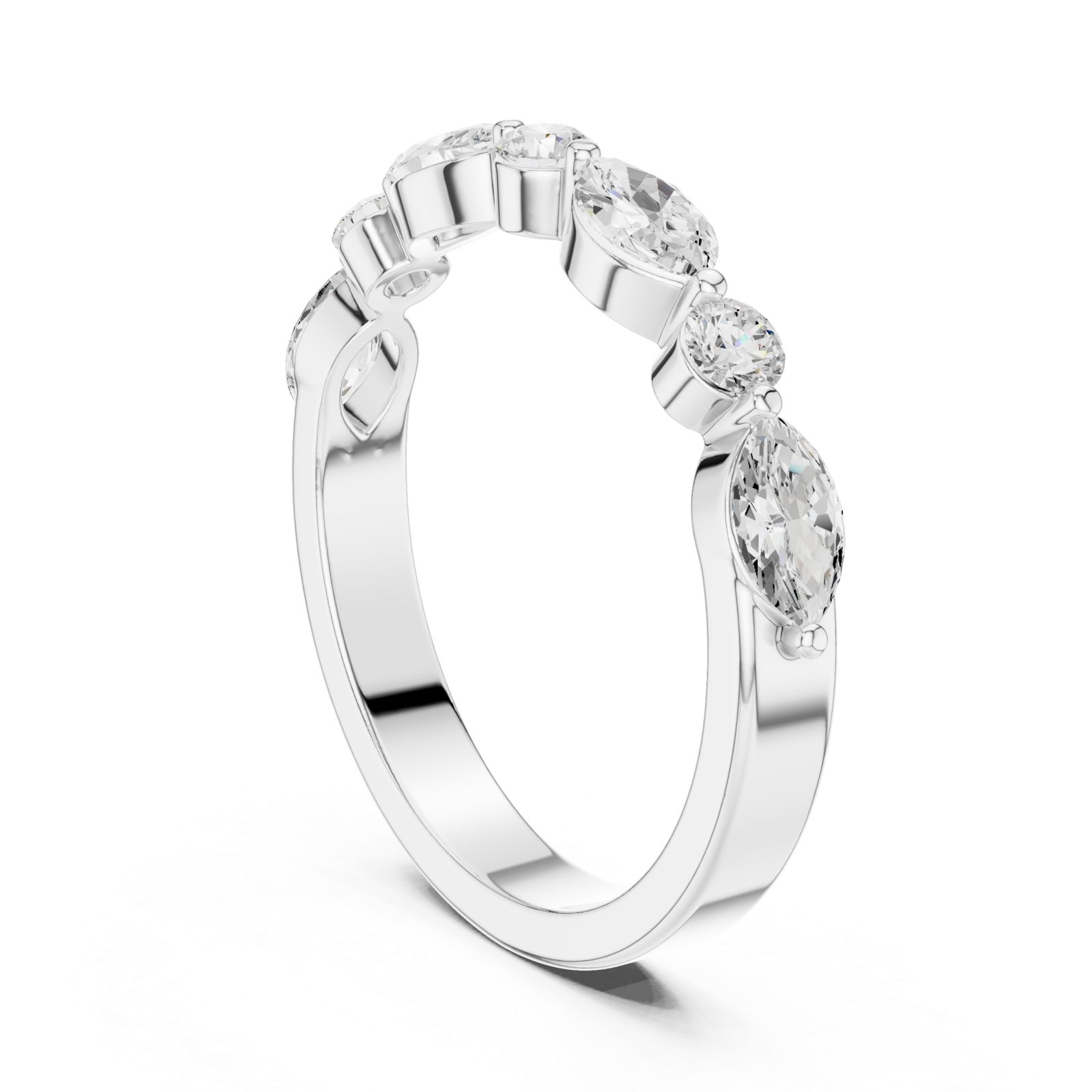  White Gold Radiant Flair Marquise Accent Ring Left View