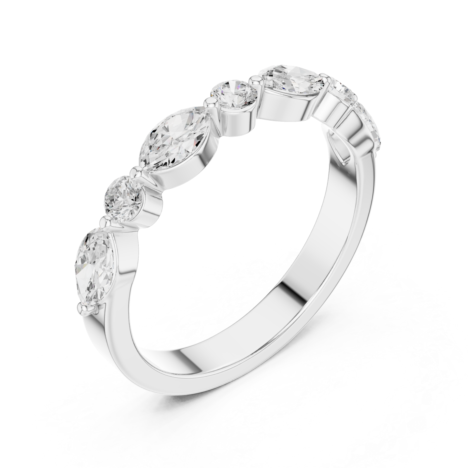  White Gold Radiant Flair Marquise Accent Ring Right View