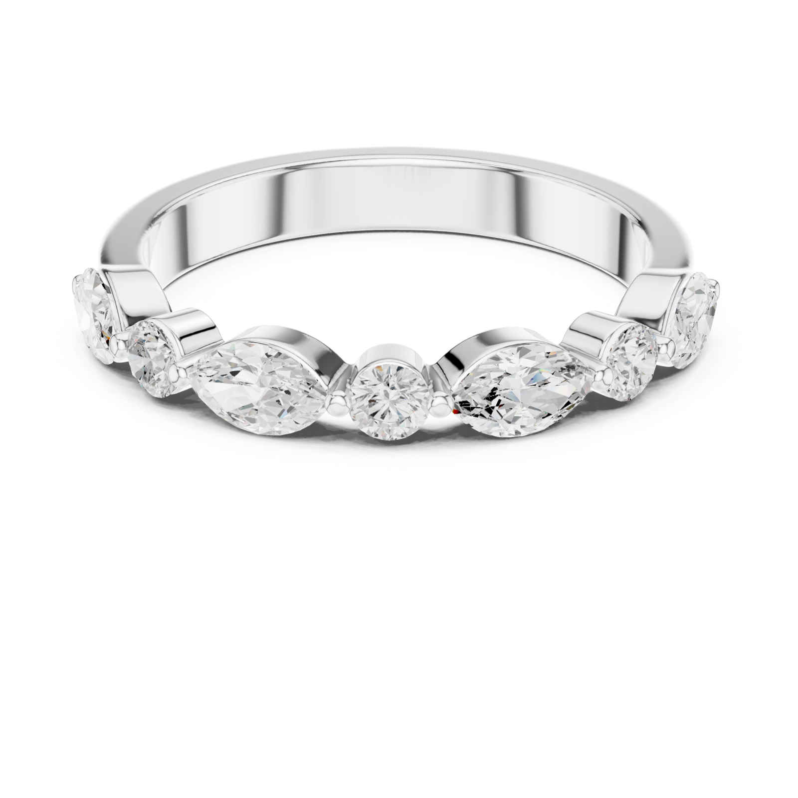  White Gold Radiant Flair Marquise Accent Ring Front View