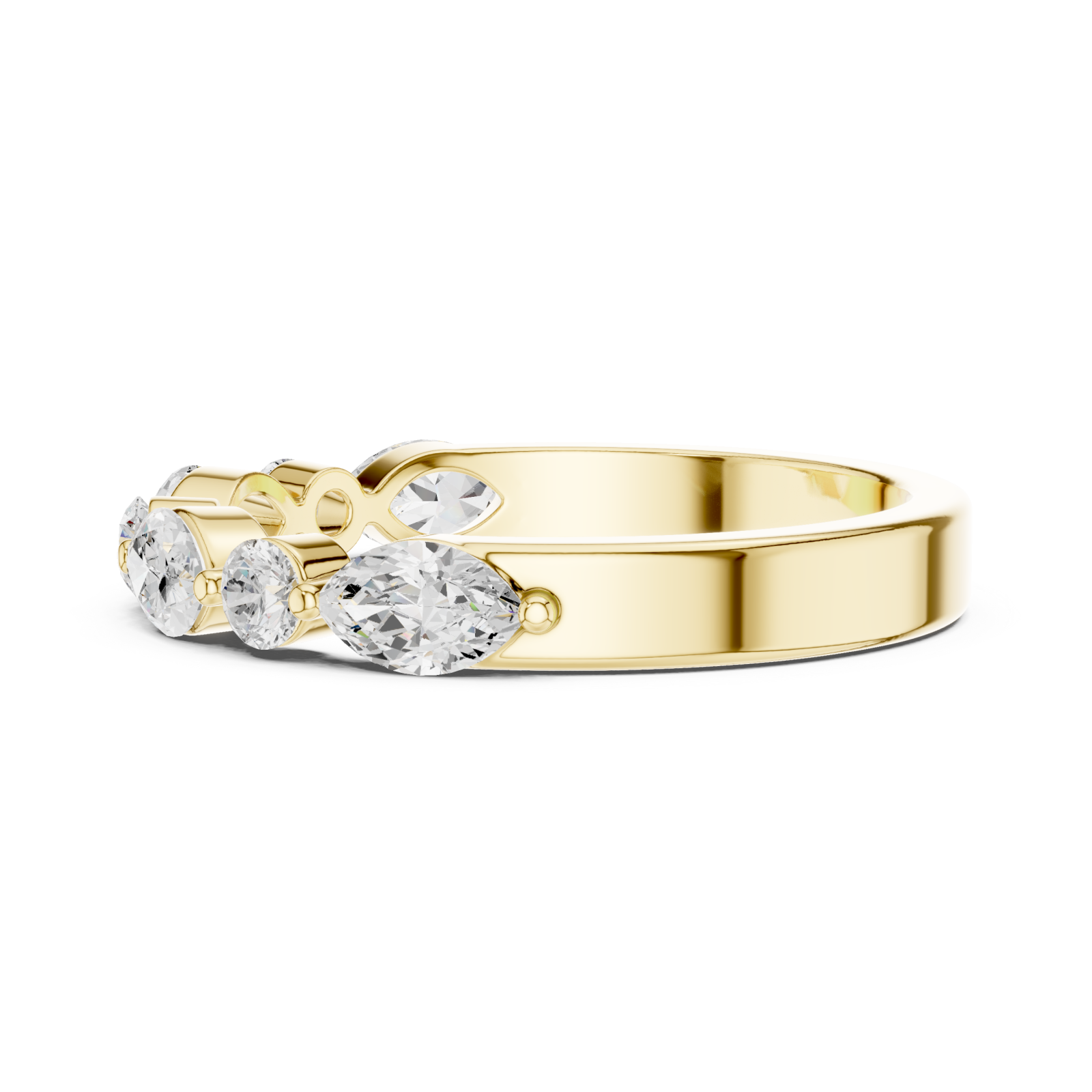  Gold Radiant Flair Marquise Accent Ring Side View